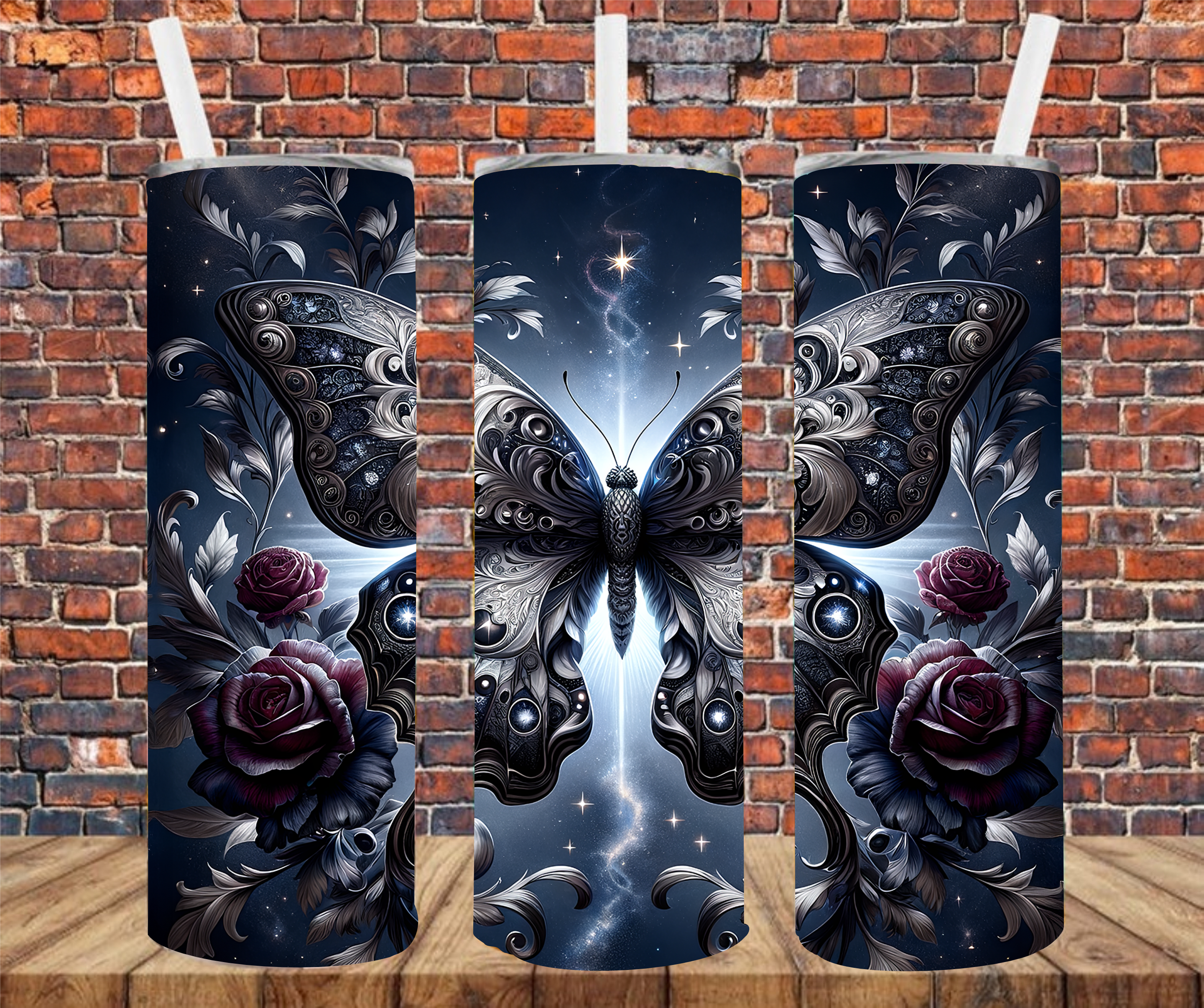 Black Butterfly - Tumbler Wrap - Sublimation Transfers