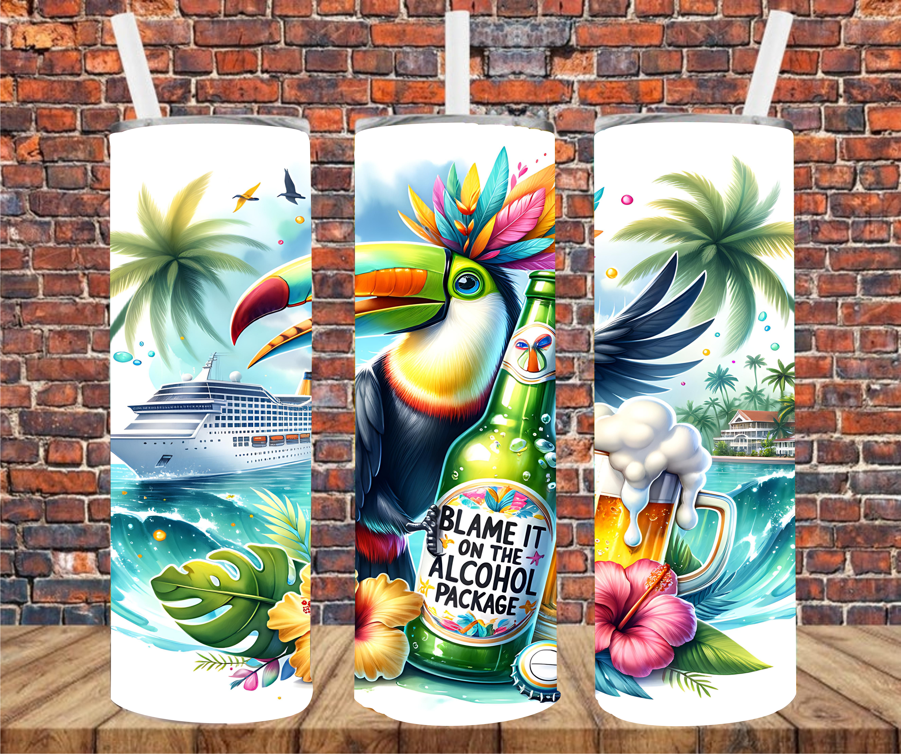 Blame It On The Alcohol Package - Tumbler Wrap - Sublimation Transfer