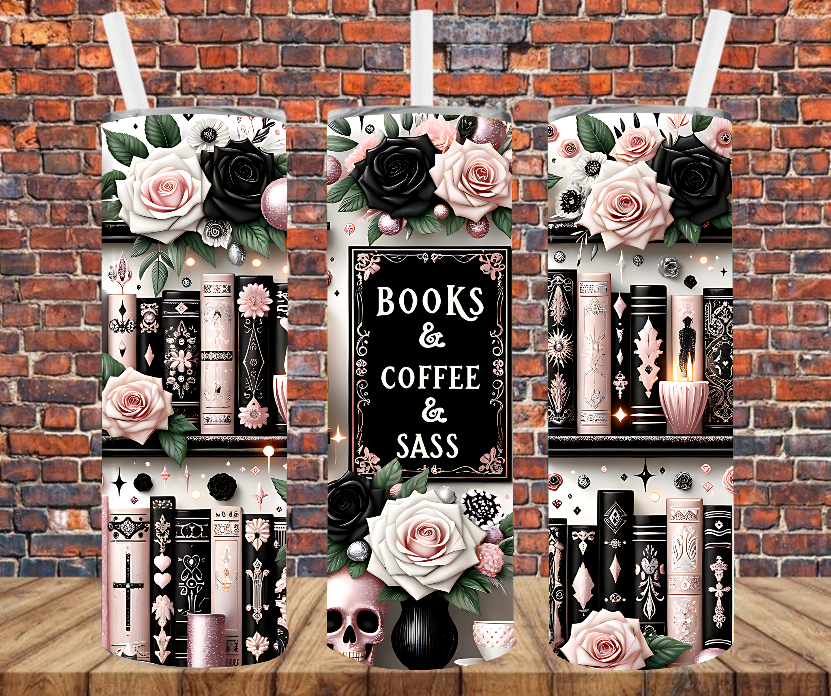 Books, Coffee & Sass - Tumbler Wrap - Sublimation Transfer