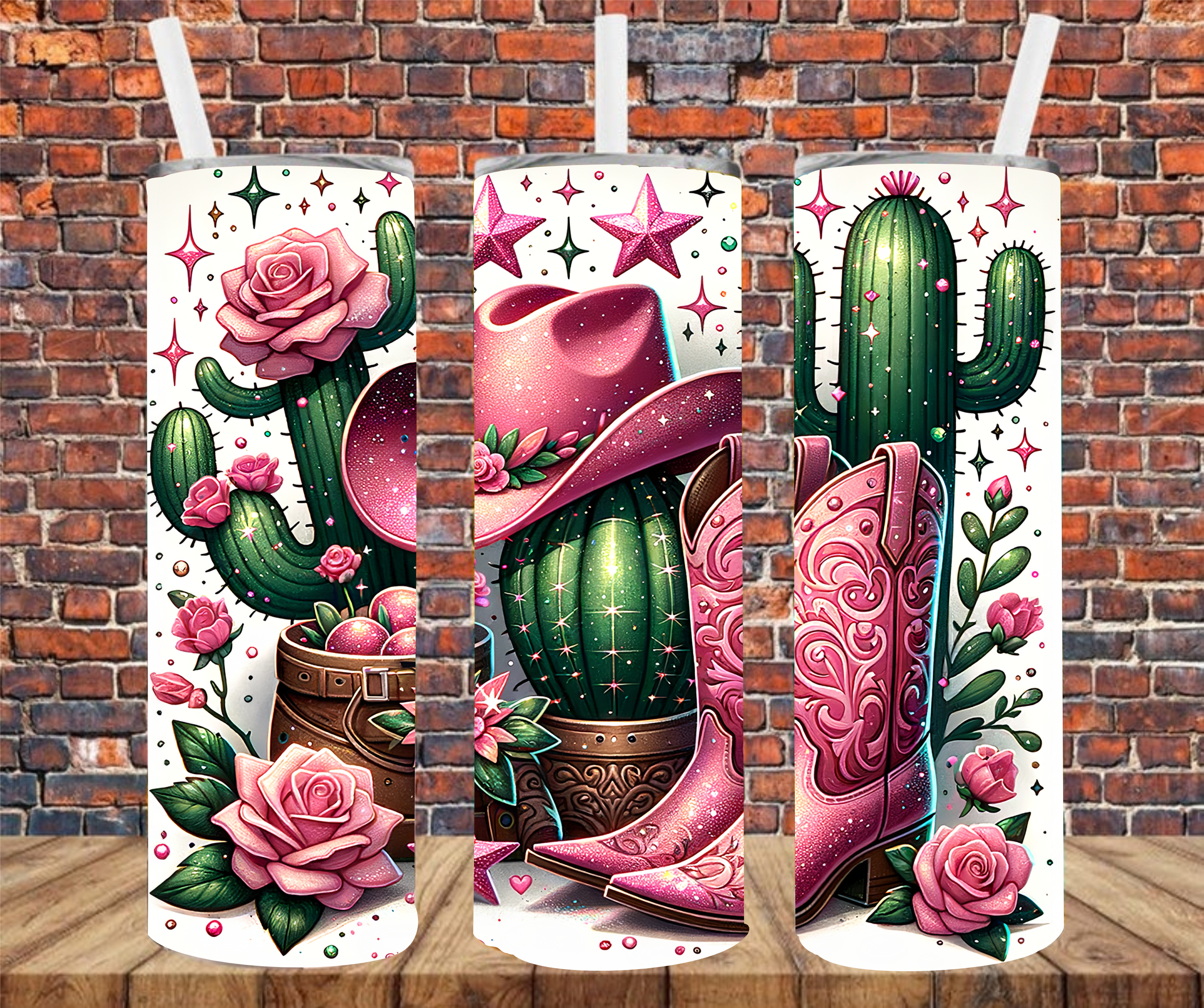 Boots & Cactus - Tumbler Wrap - vinyl Transfers