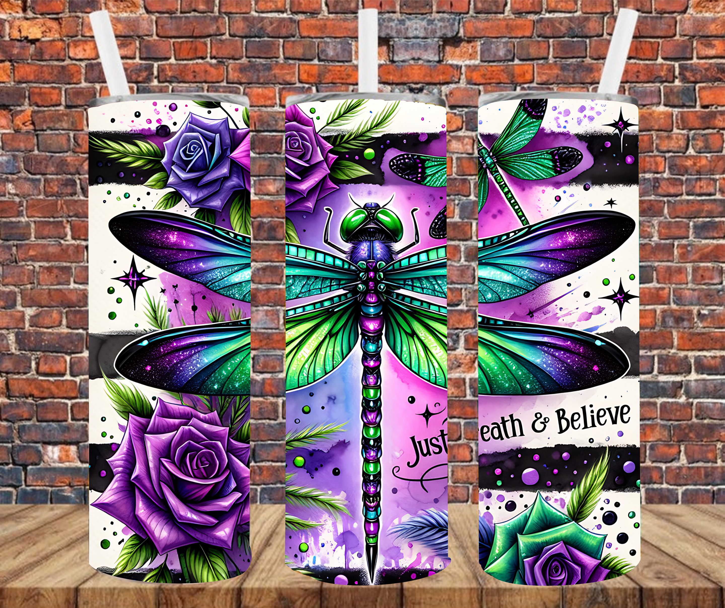 Breathe & Believe - Tumbler Wrap - vinyl Transfers