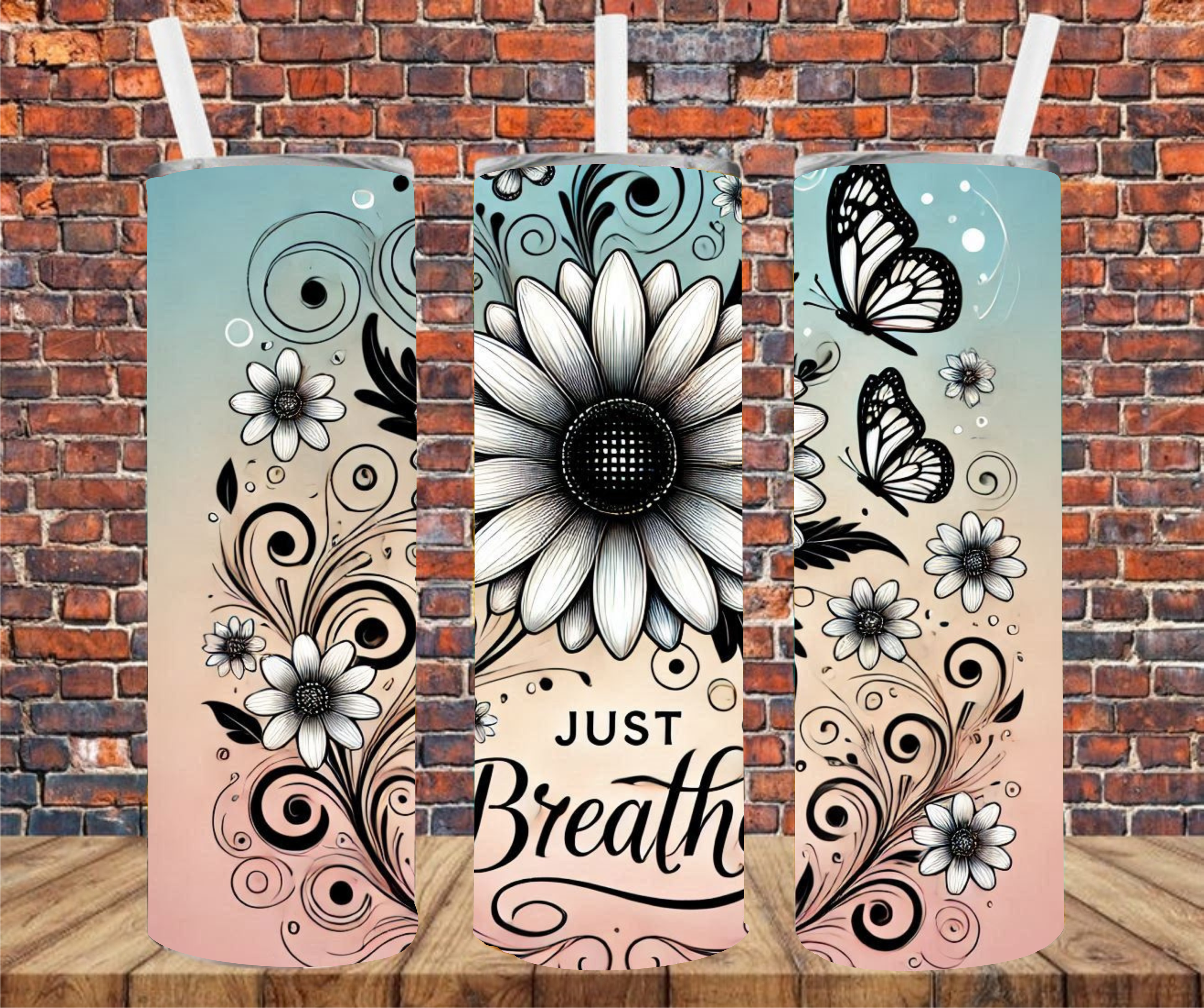 Just Breathe -  Tumbler Wrap - Sublimation Transfer