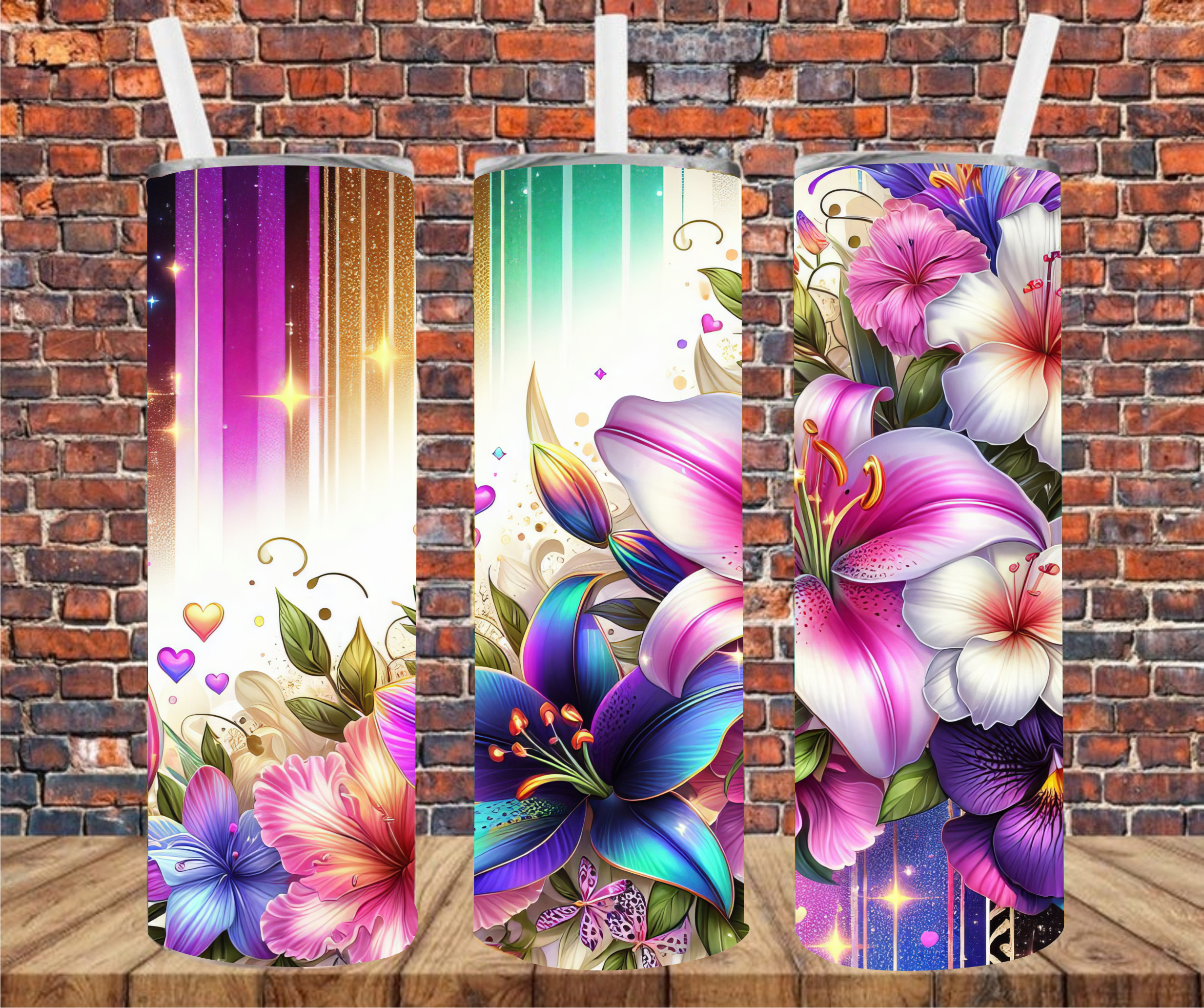 Colorful Orchids - Tumbler Wrap - Vinyl Transfer