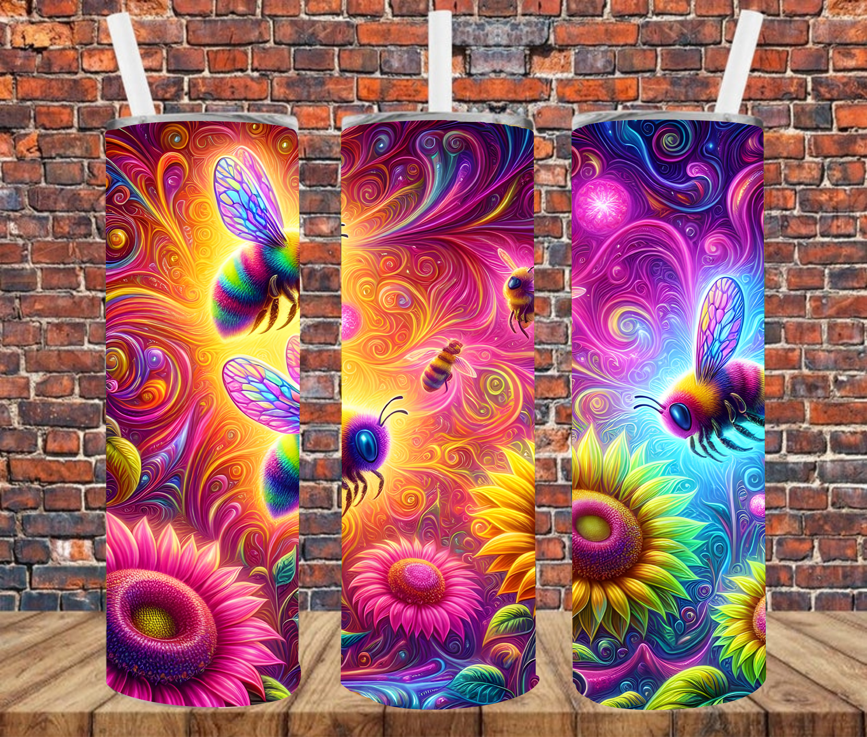 Colorful Bees - Tumbler Wrap - Sublimation Transfers