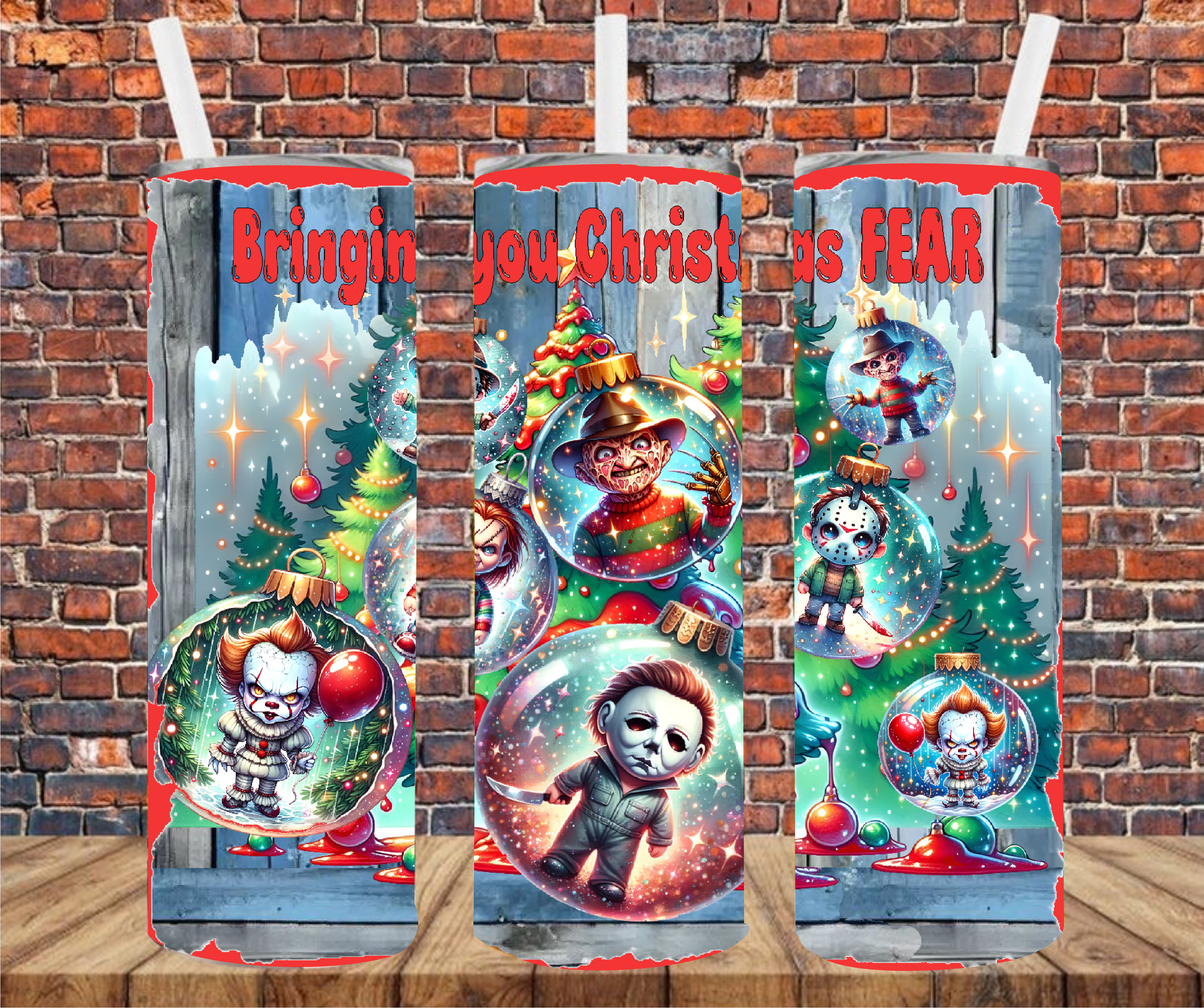 Bringing You Christmas Fear - Tumbler Wrap - Sublimation Transfer