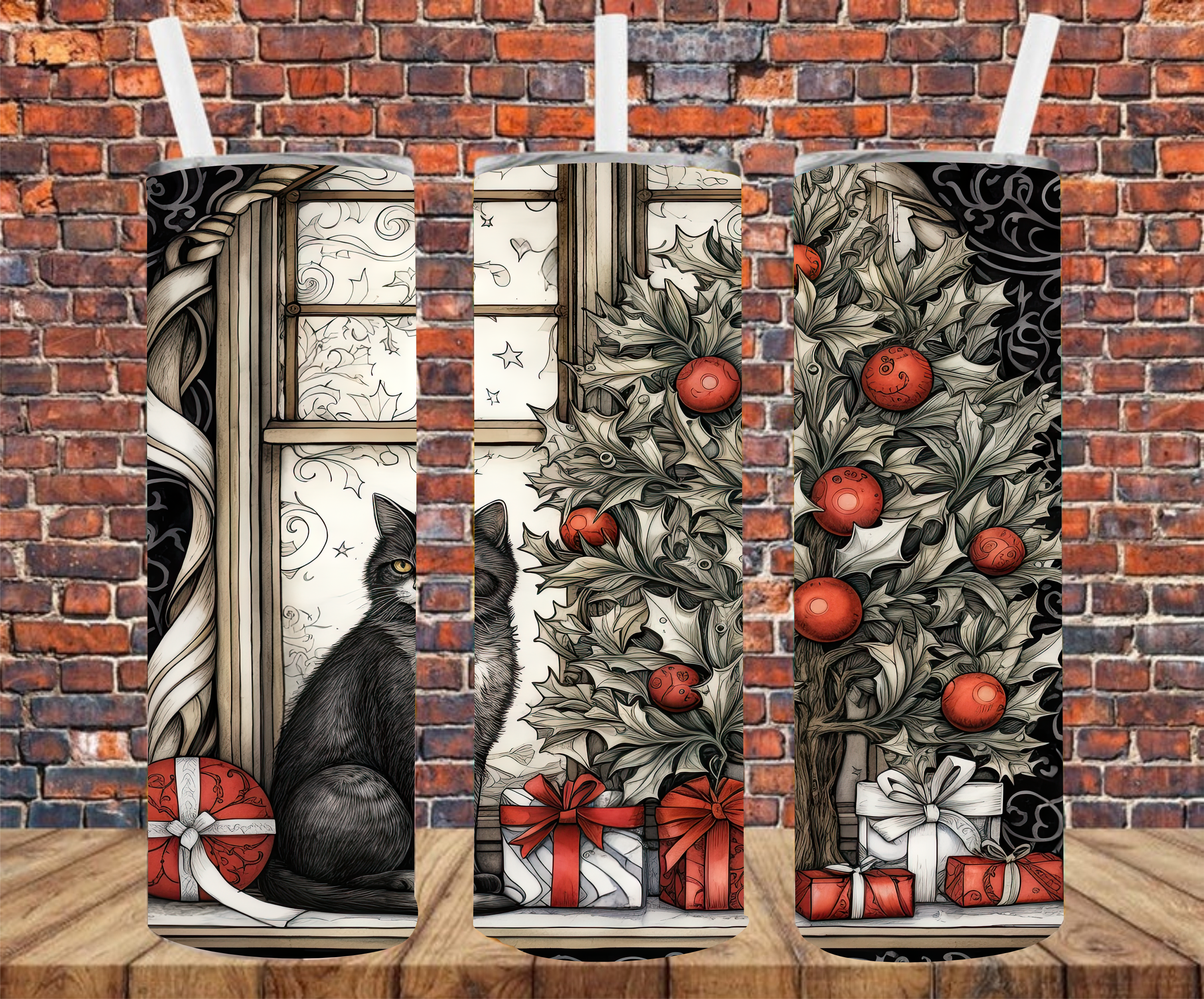 Christmas Kitty - Tumbler Wrap - Sublimation Transfers