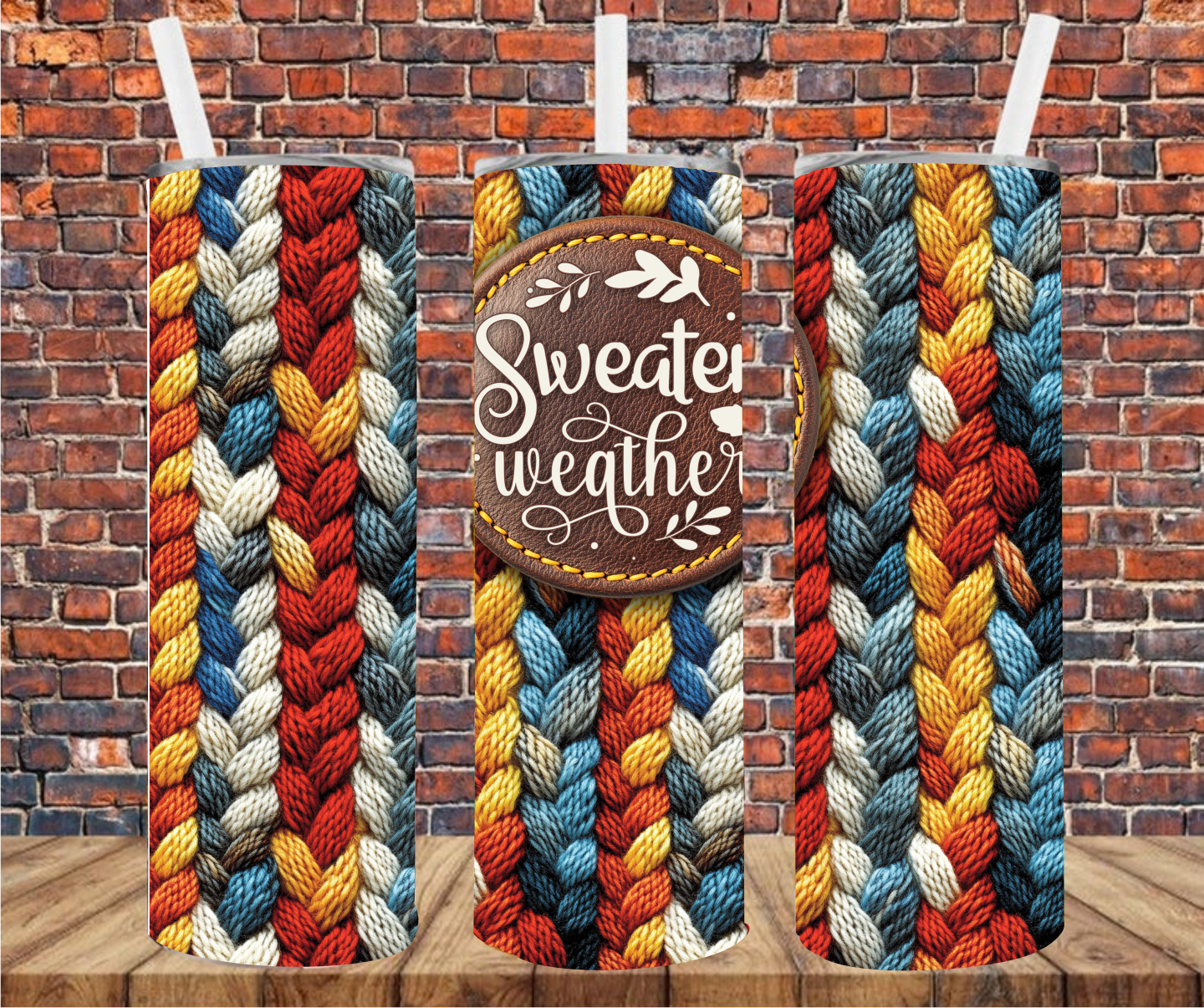 Sweater Weather Cable Knit - Tumbler Wrap - Vinyl Transfers