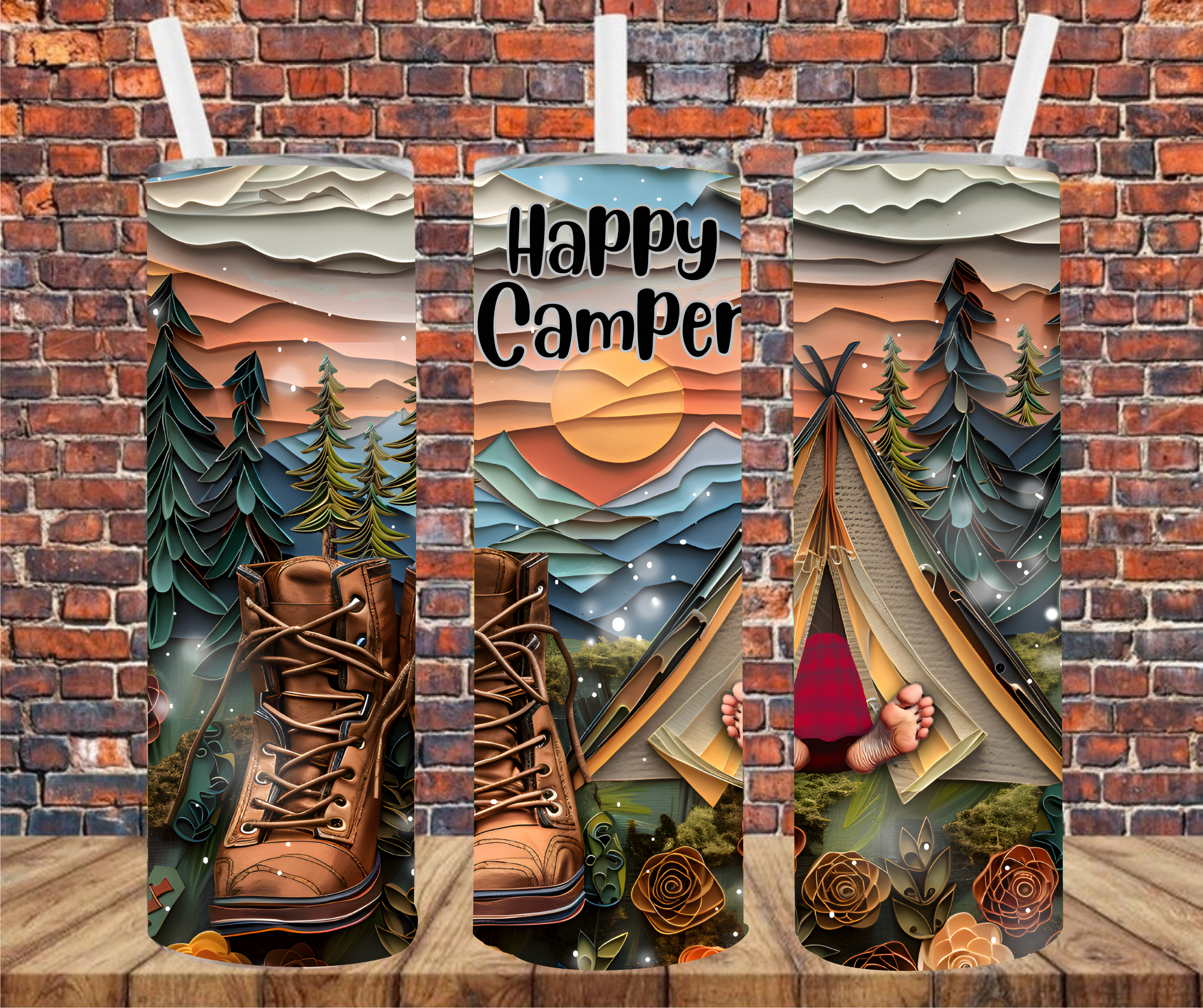 Happy Camper - Tumbler Wrap - Sublimation Transfer