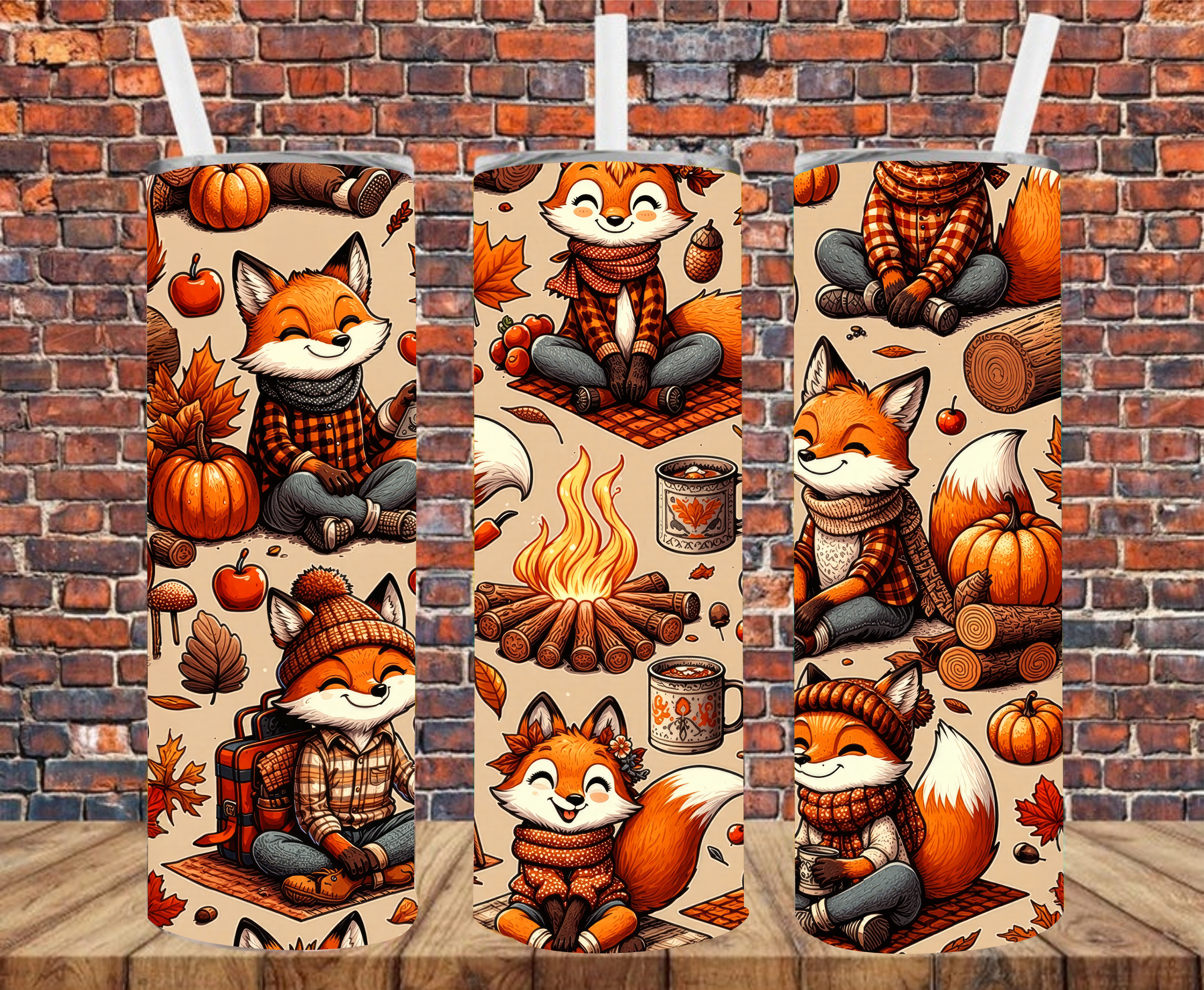 Campfire Foxes - Tumbler Wrap - Sublimation Transfers