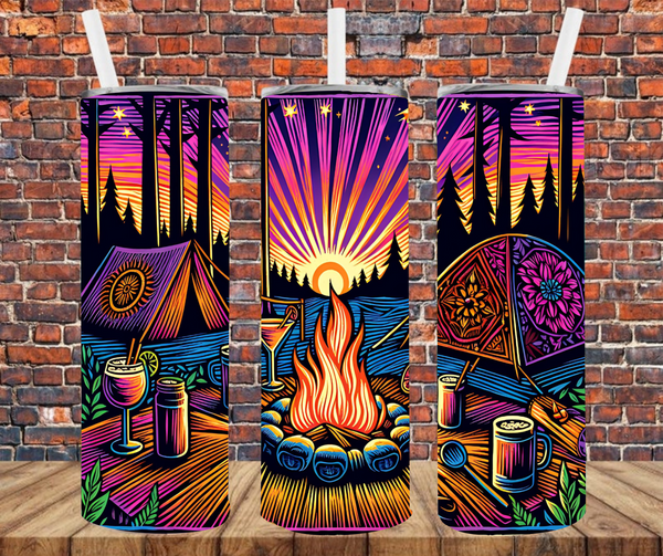 Neon Camping - Tumbler Wrap - Sublimation Transfers