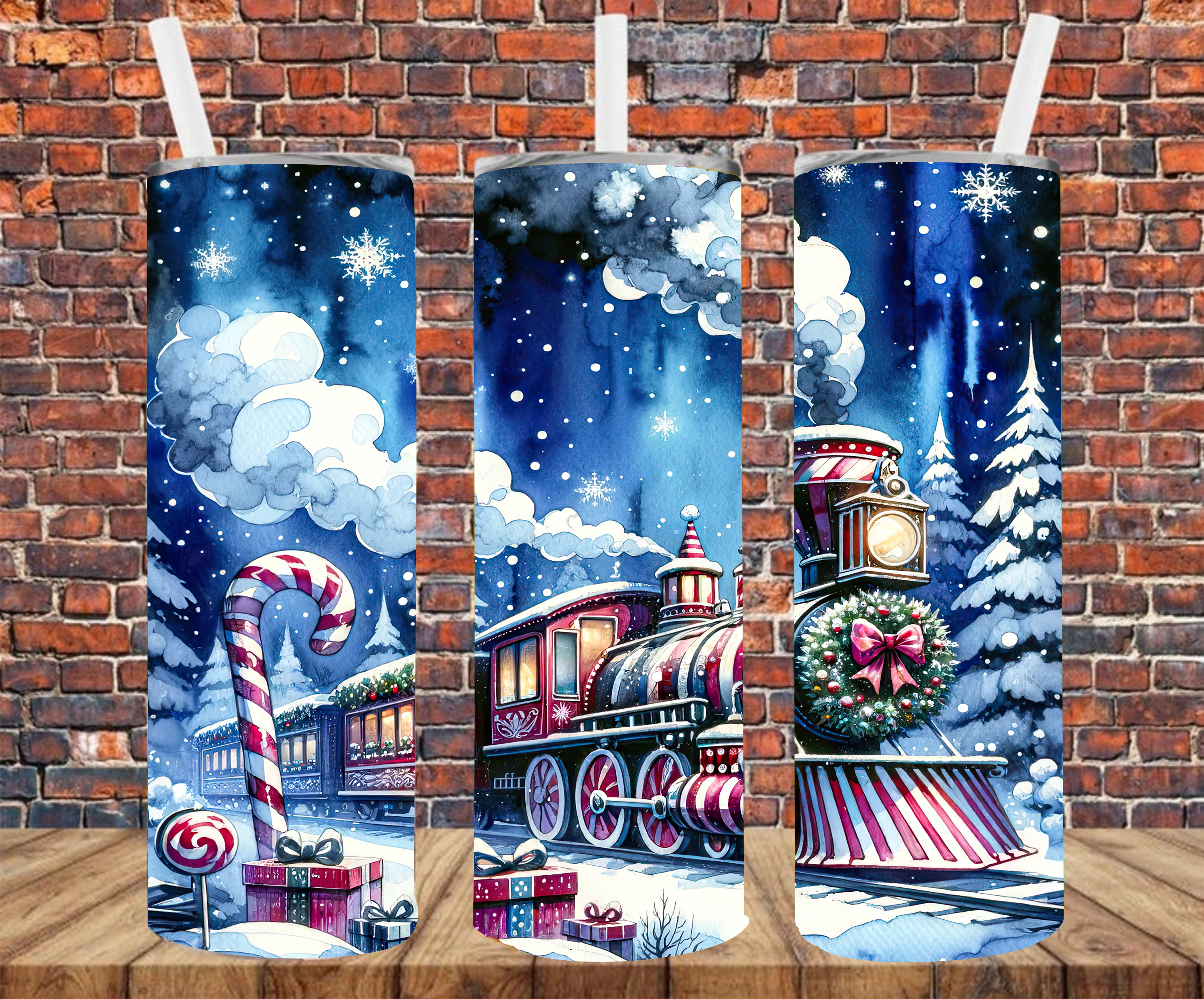 Christmas Train - Tumbler Wrap - Sublimation Transfers