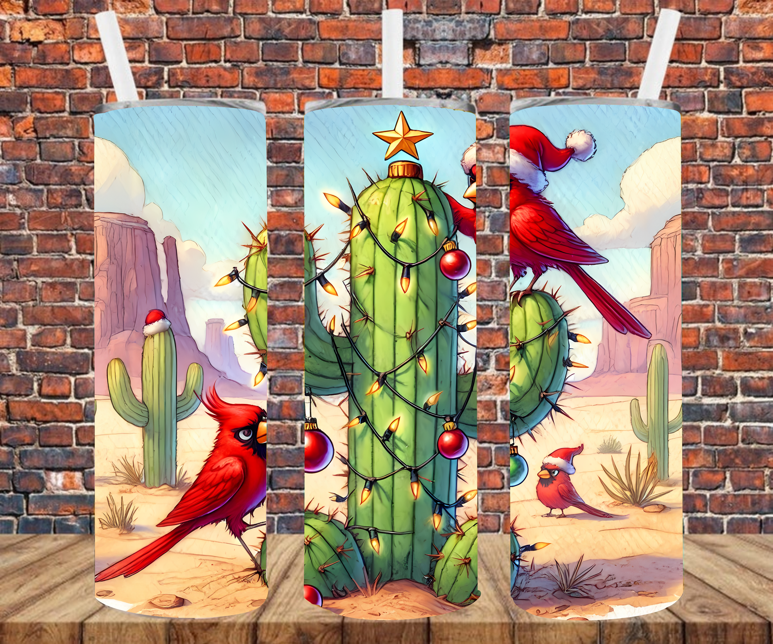 Cactus Christmas - Tumbler Wrap - Sublimation Transfers