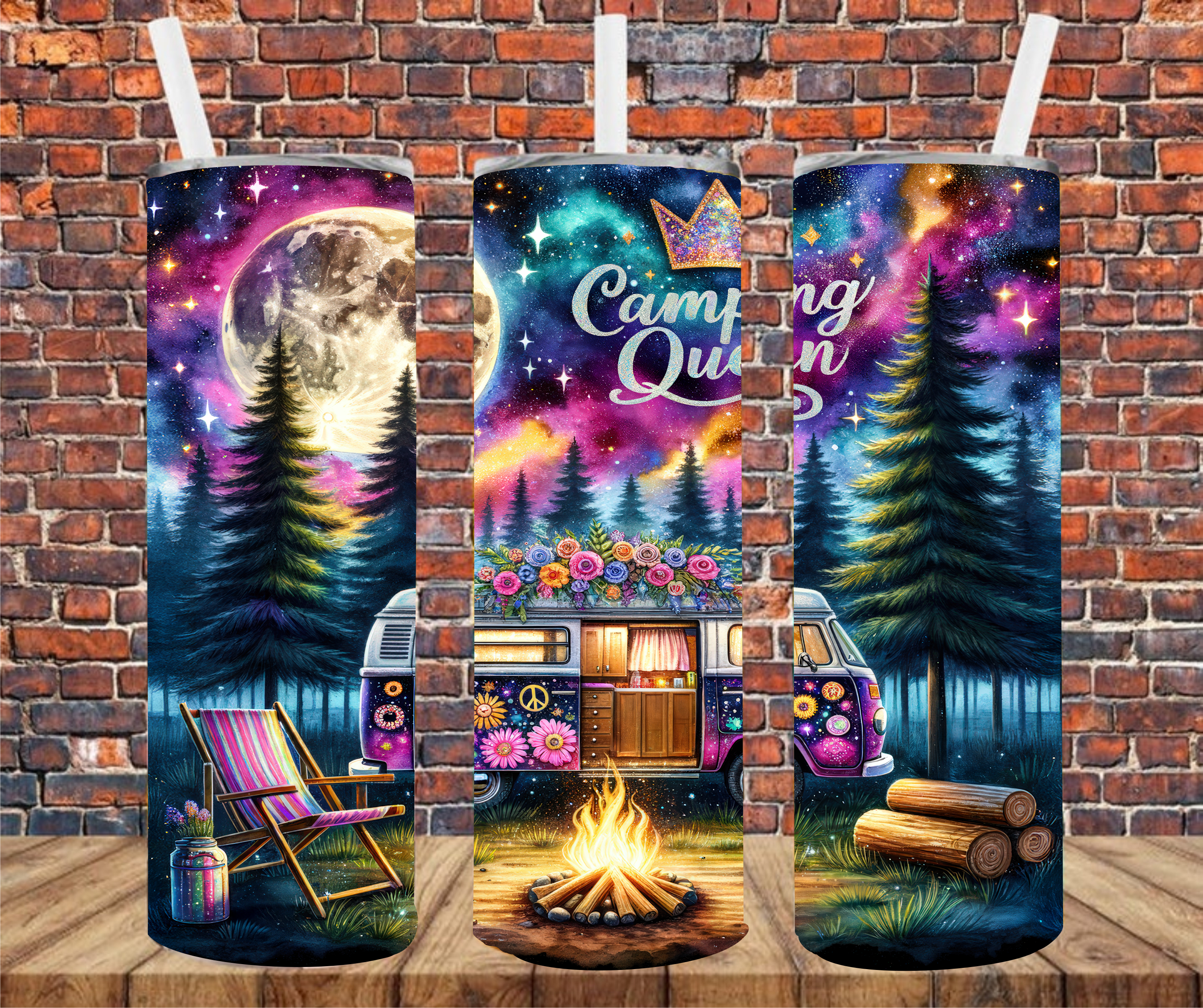 Camping Queen - Tumbler Wrap - Sublimation Transfer