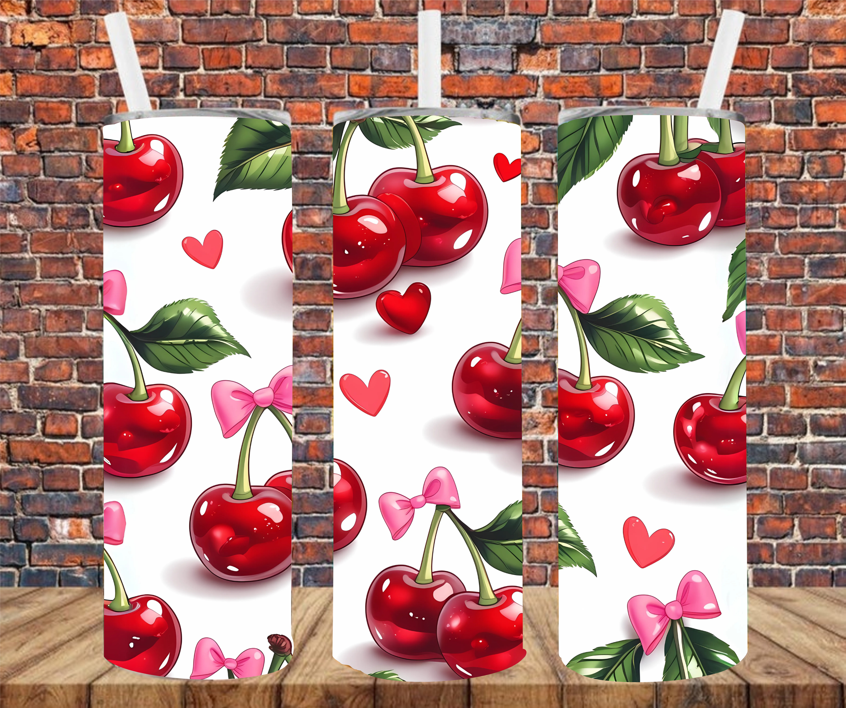Cherries - Tumbler Wrap - Vinyl Transfer