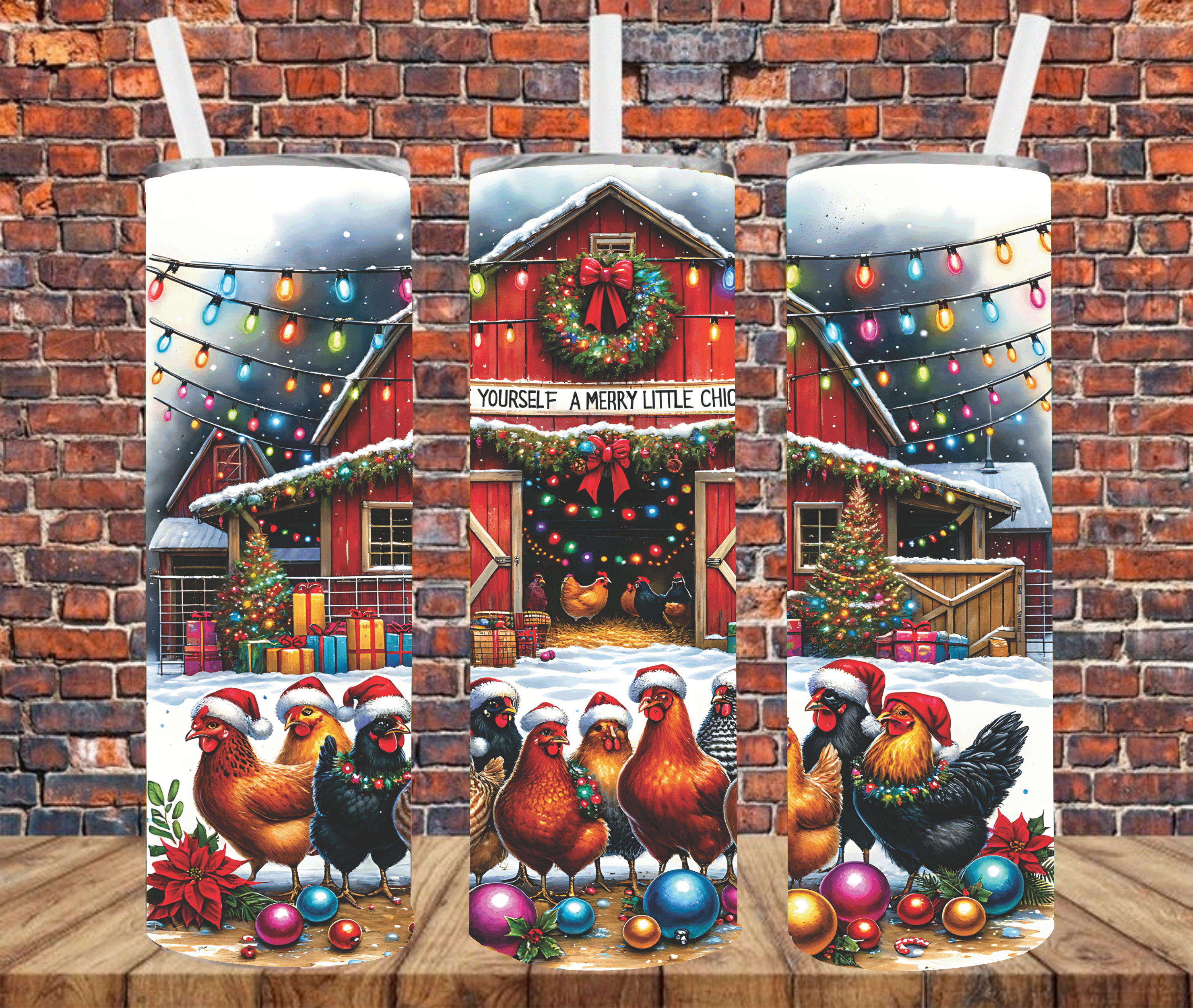 We Wish You A Merry Chickmas - Tumbler Wrap - Sublimation Transfers