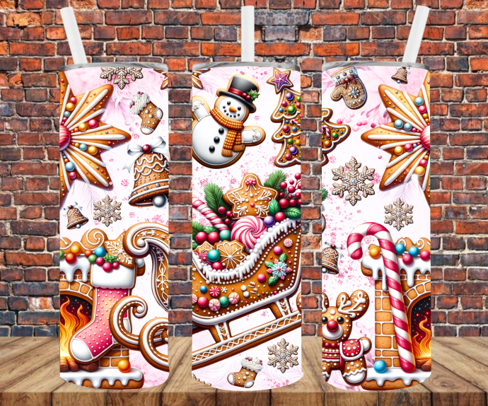 Christmas Gingerbread Sleigh - Tumbler Wrap - Sublimation Transfers