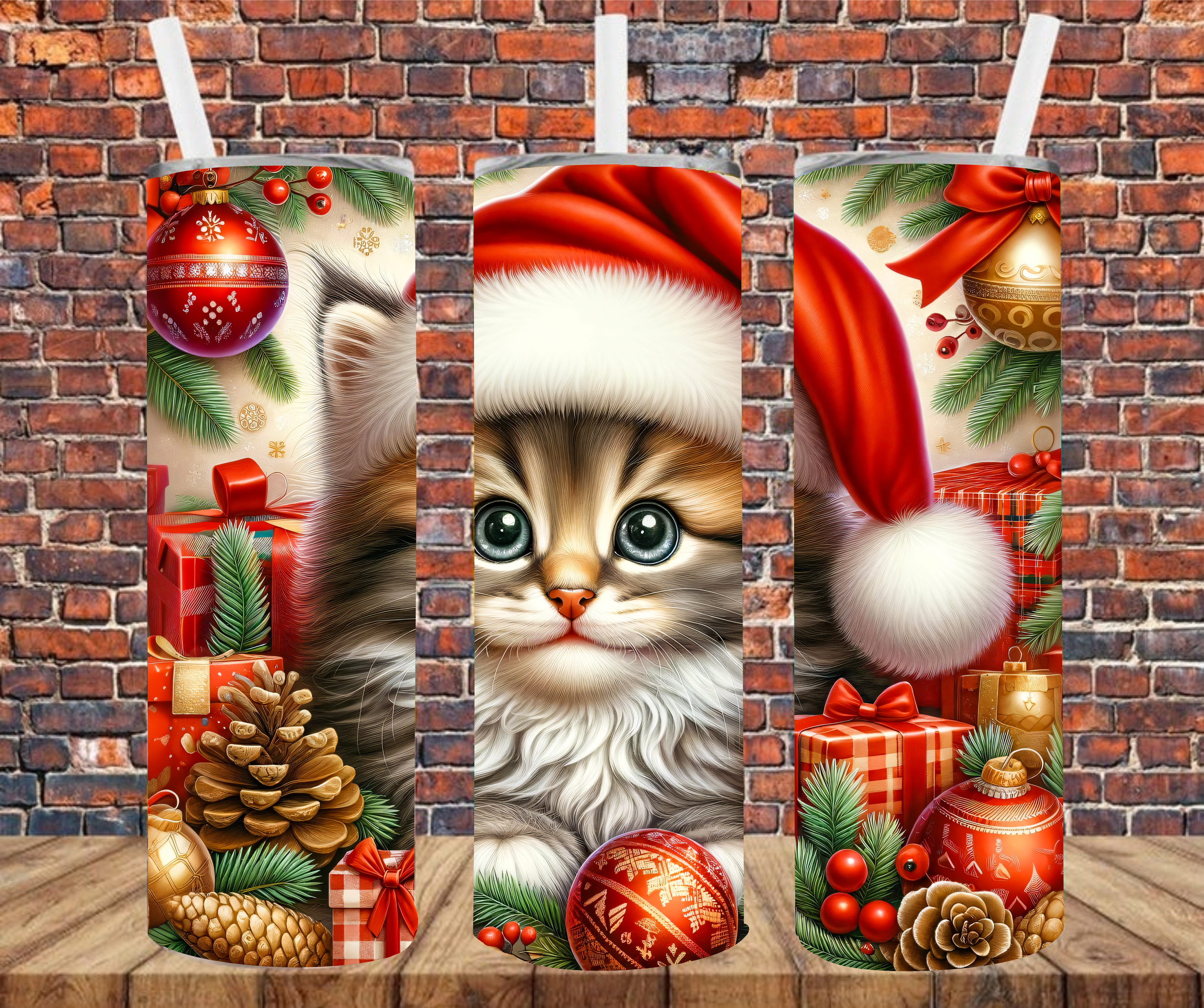 Christmas Kitten - Tumbler Wrap - Sublimation Transfers