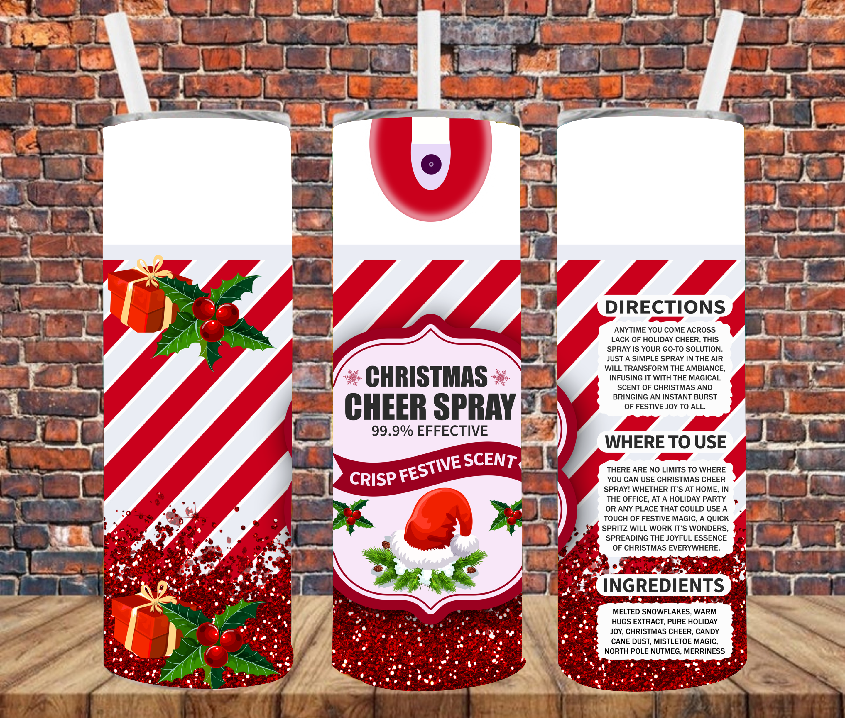 Christmas Cheer Spray - Tumbler Wrap - Sublimation Transfer