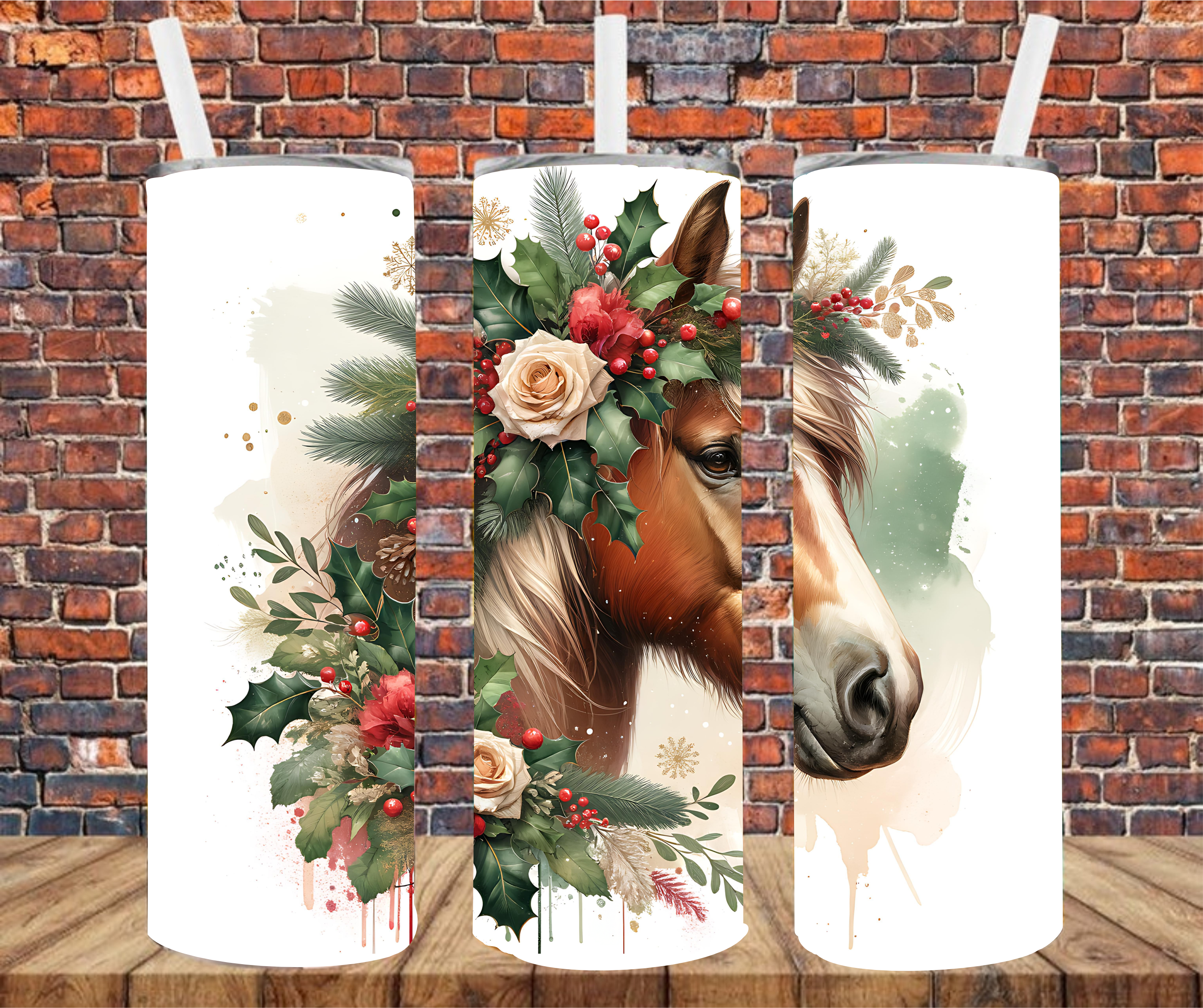 Christmas Horse - Tumbler Wrap - Sublimation Transfers