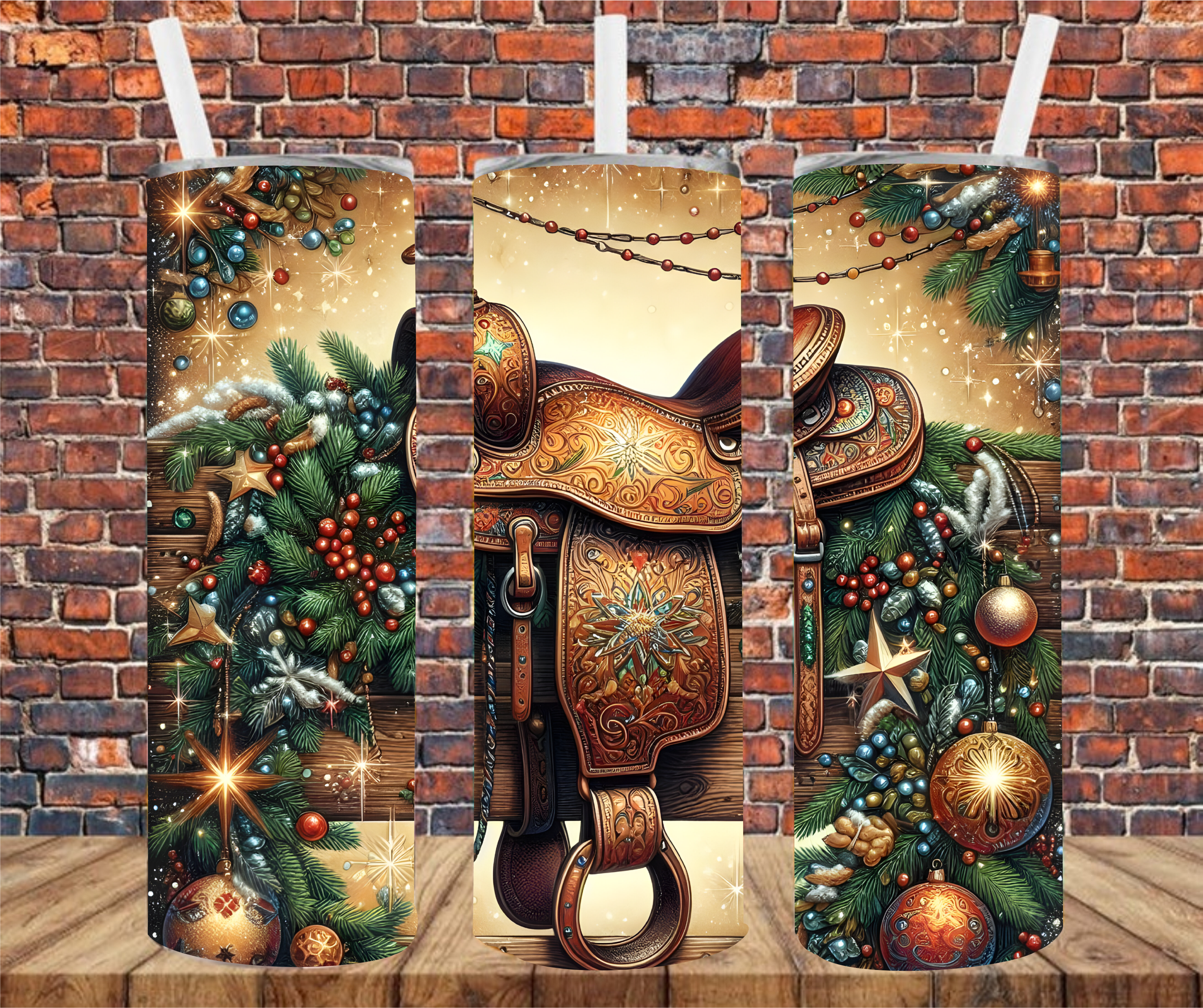 Christmas Saddle - Tumbler Wrap - Sublimation Transfers