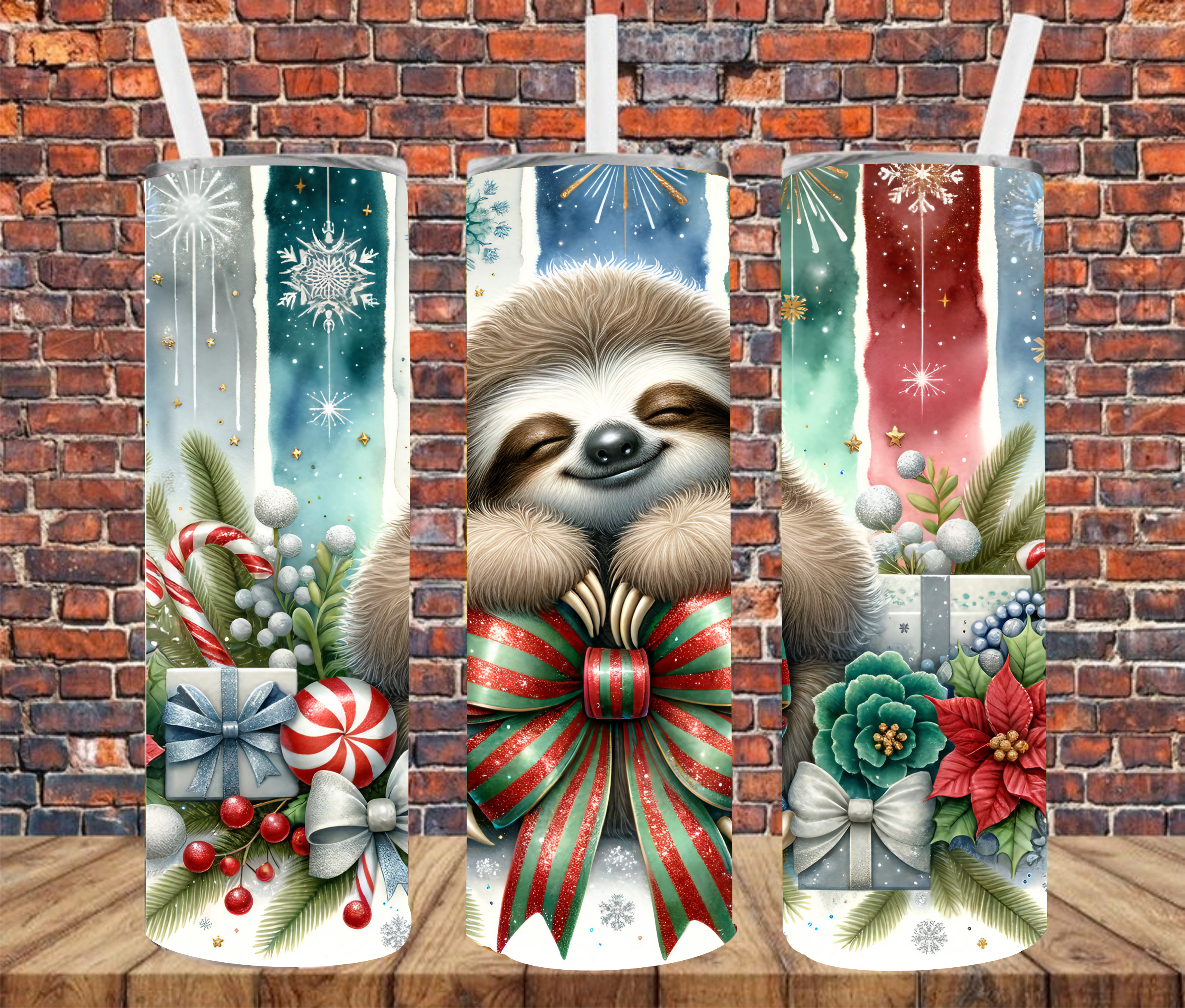 Christmas Sloth - Tumbler Wrap - Sublimation Transfers