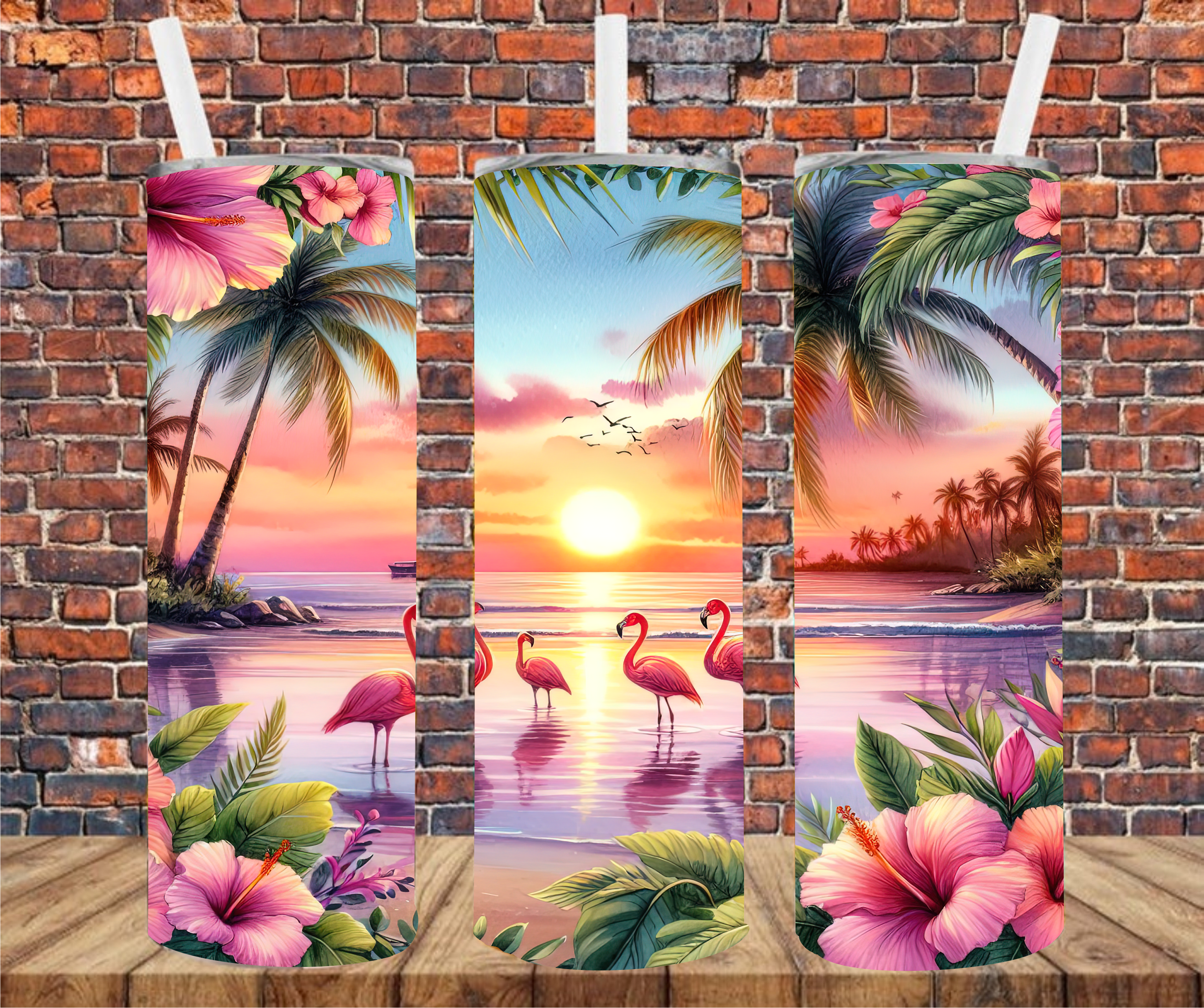 Flamingo Flock - Tumbler Wrap - Sublimation Transfer