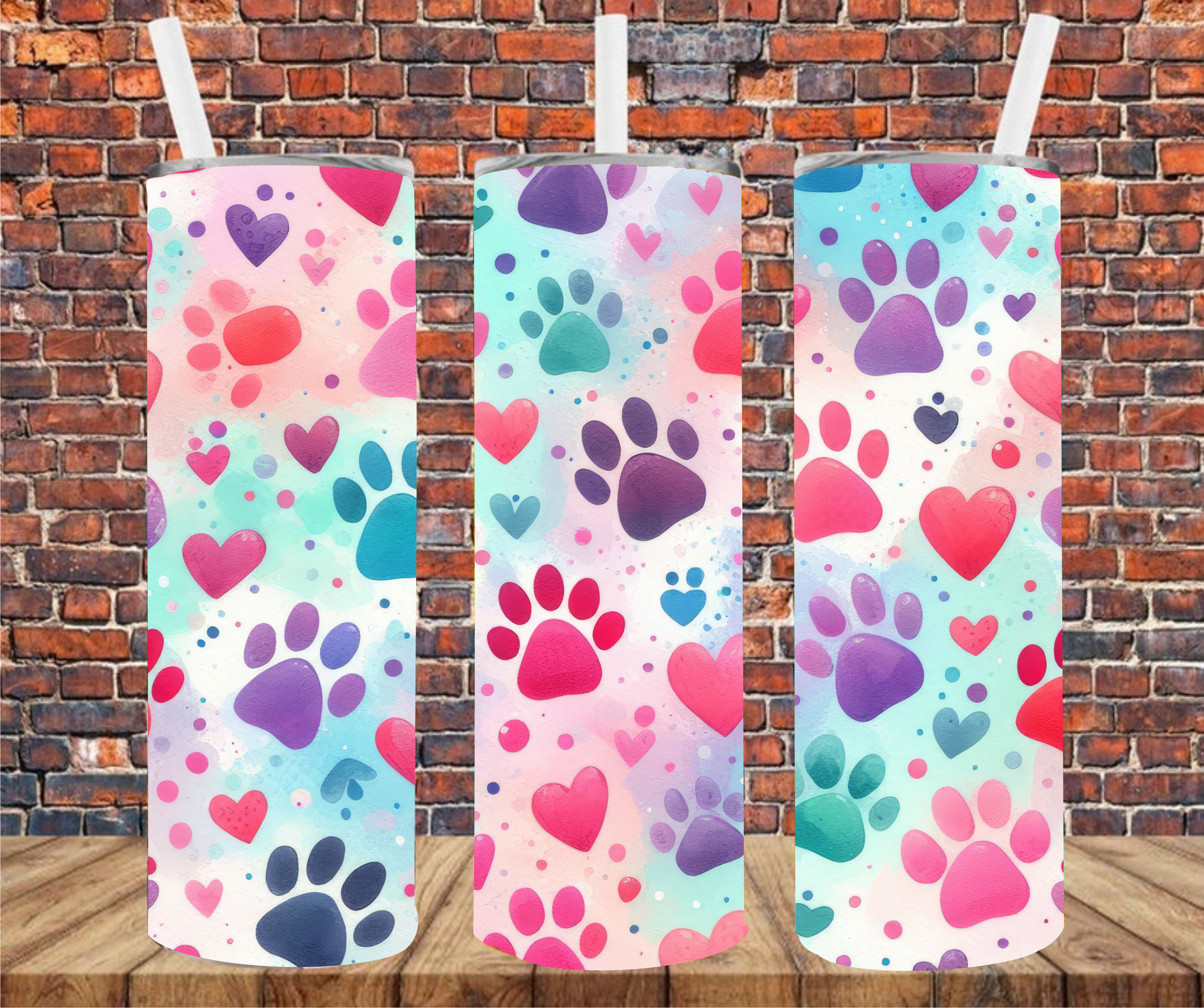 Colorful Paw Prints - Tumbler Wrap - Sublimation Transfer