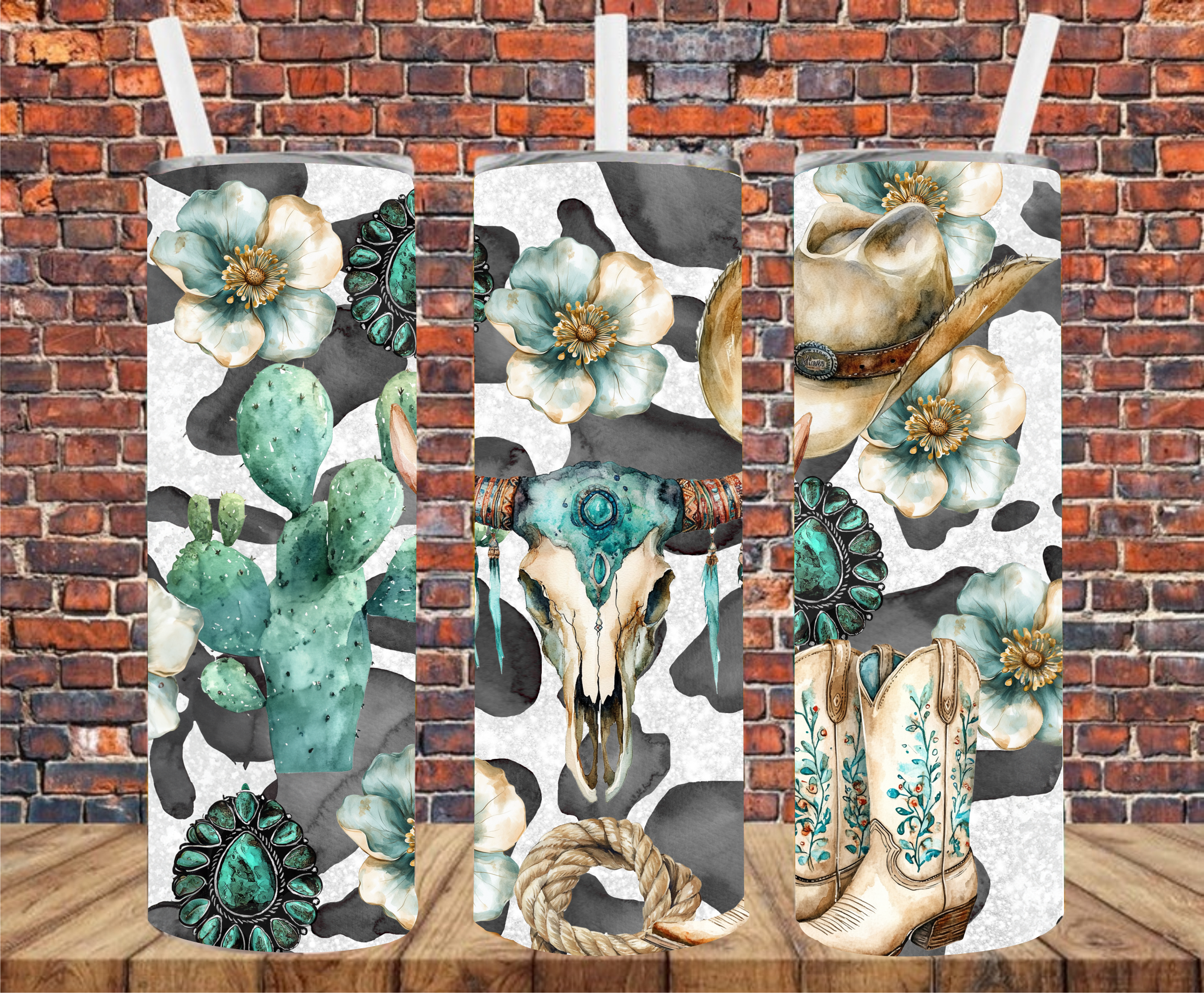 Country Western Elements - Tumbler Wrap - Sublimation Transfer