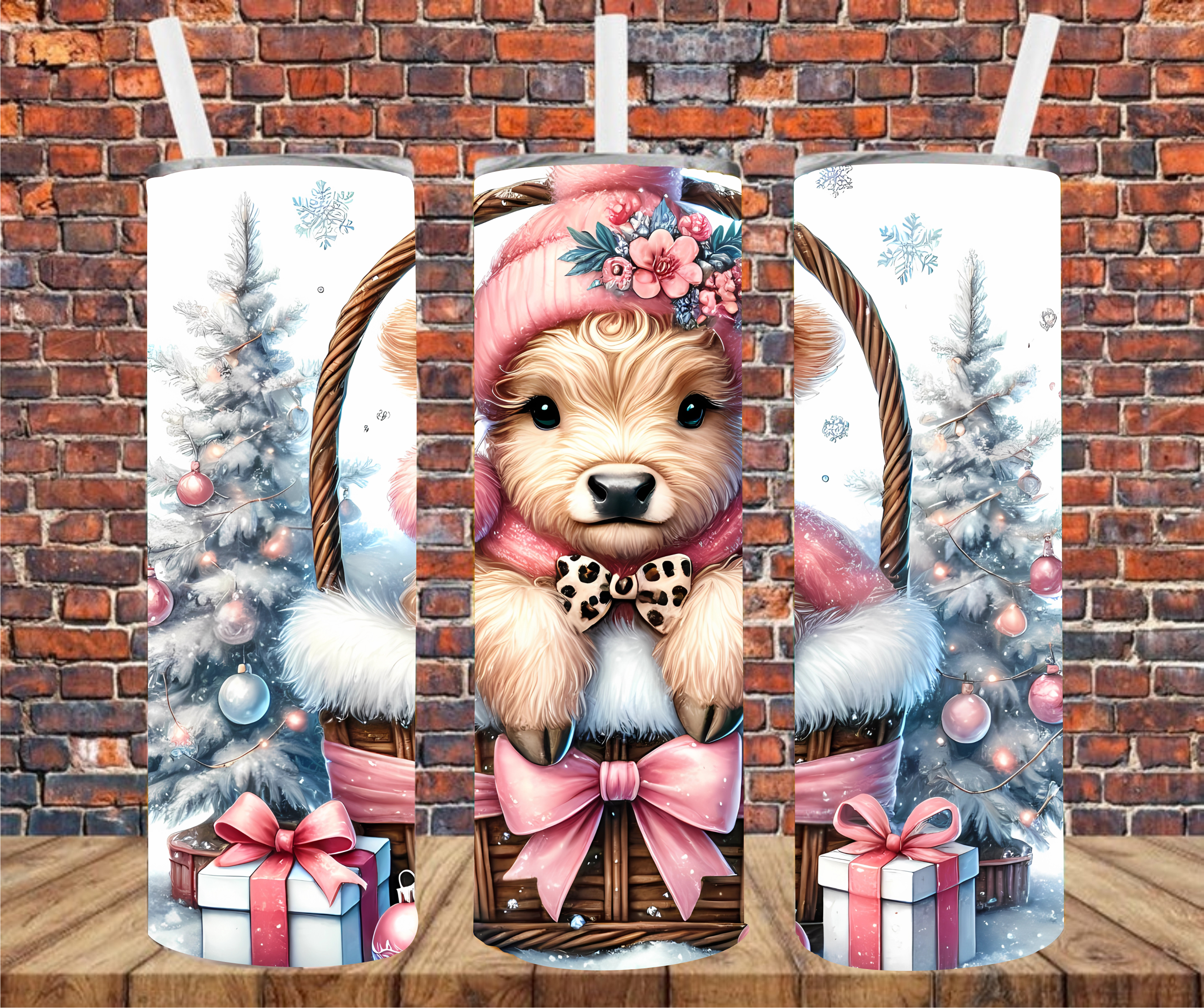 Cozy Christmas Cow - Tumbler Wrap - Sublimation Transfer