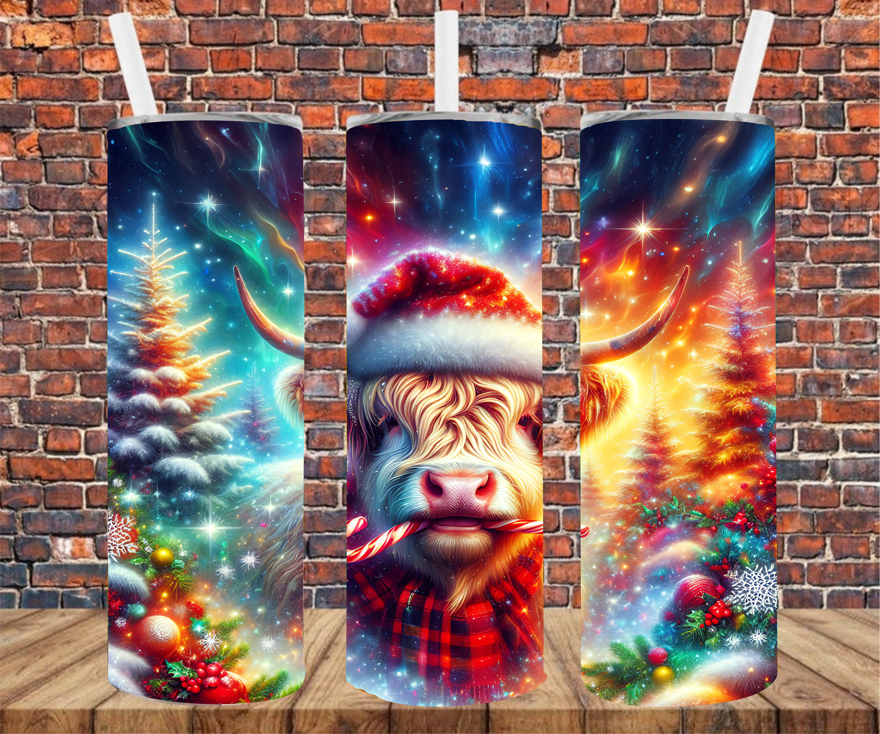 Christmas Country Cow - Tumbler Wrap - Sublimation Transfers