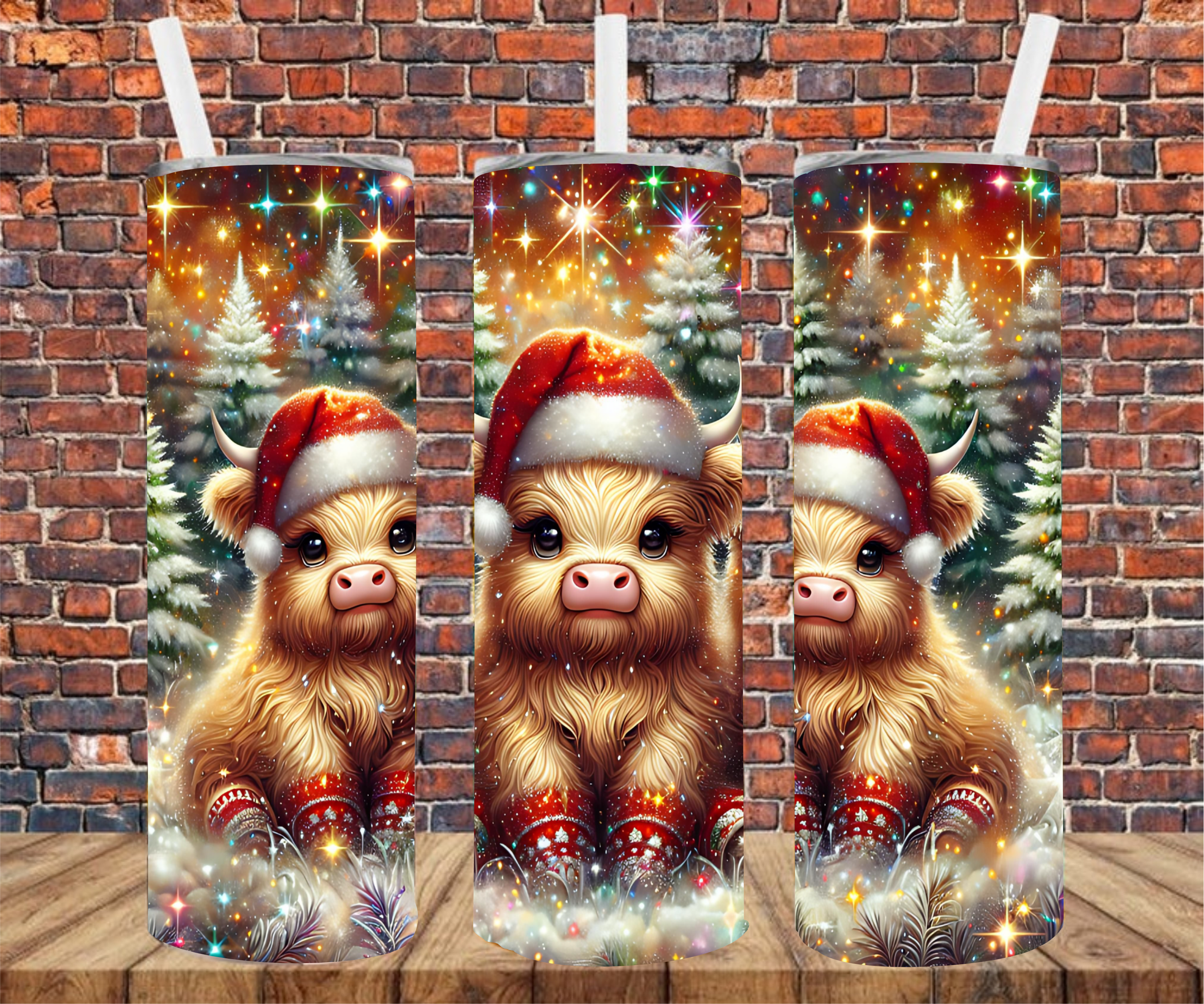 Christmas Country Cow - Tumbler Wrap - Sublimation Transfers