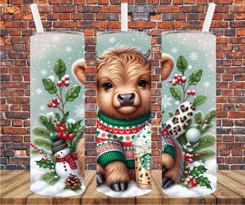 Christmas Cow - Tumbler Wrap - Sublimation Transfer