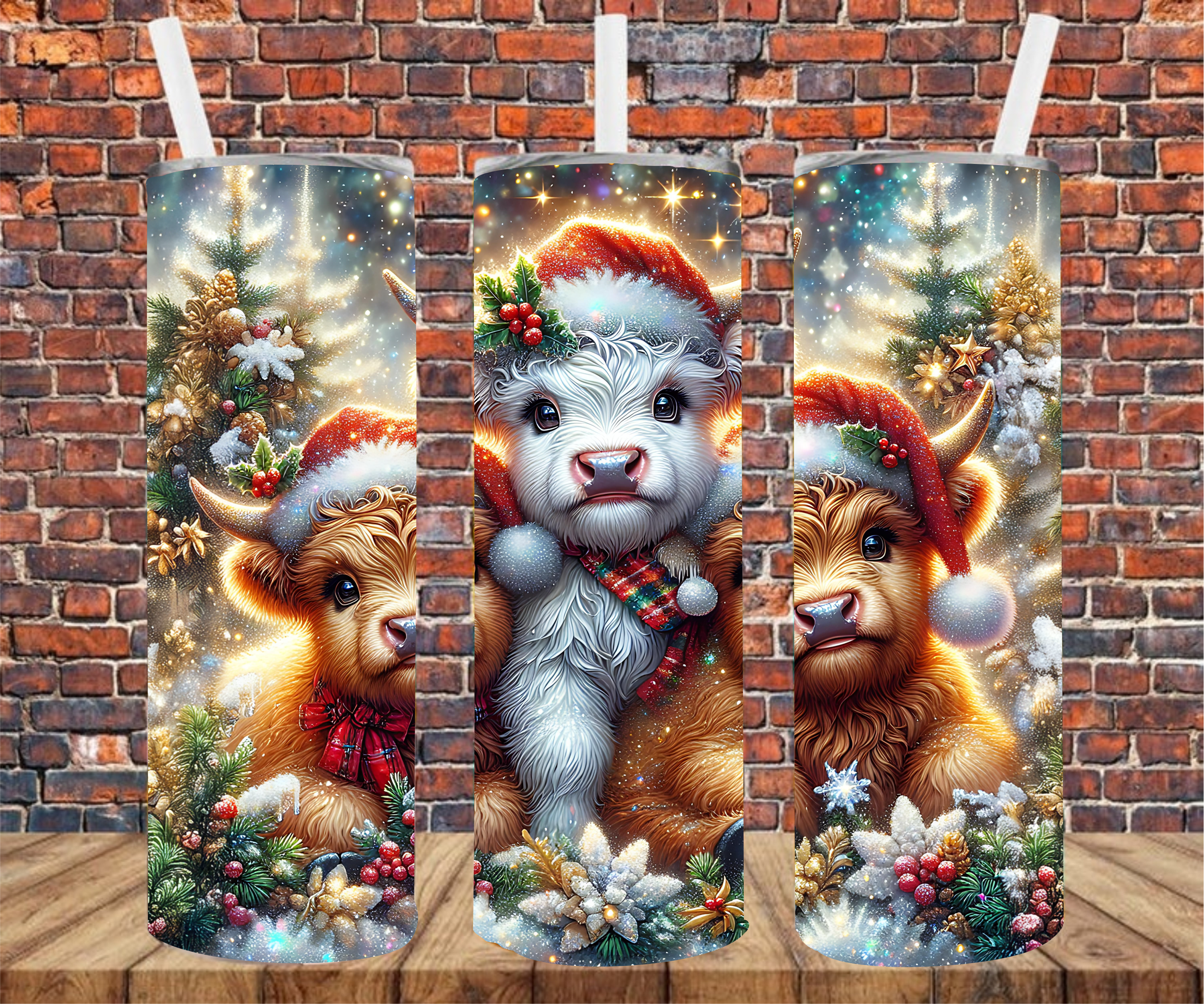 Christmas Cows - Tumbler Wrap - Sublimation Transfers