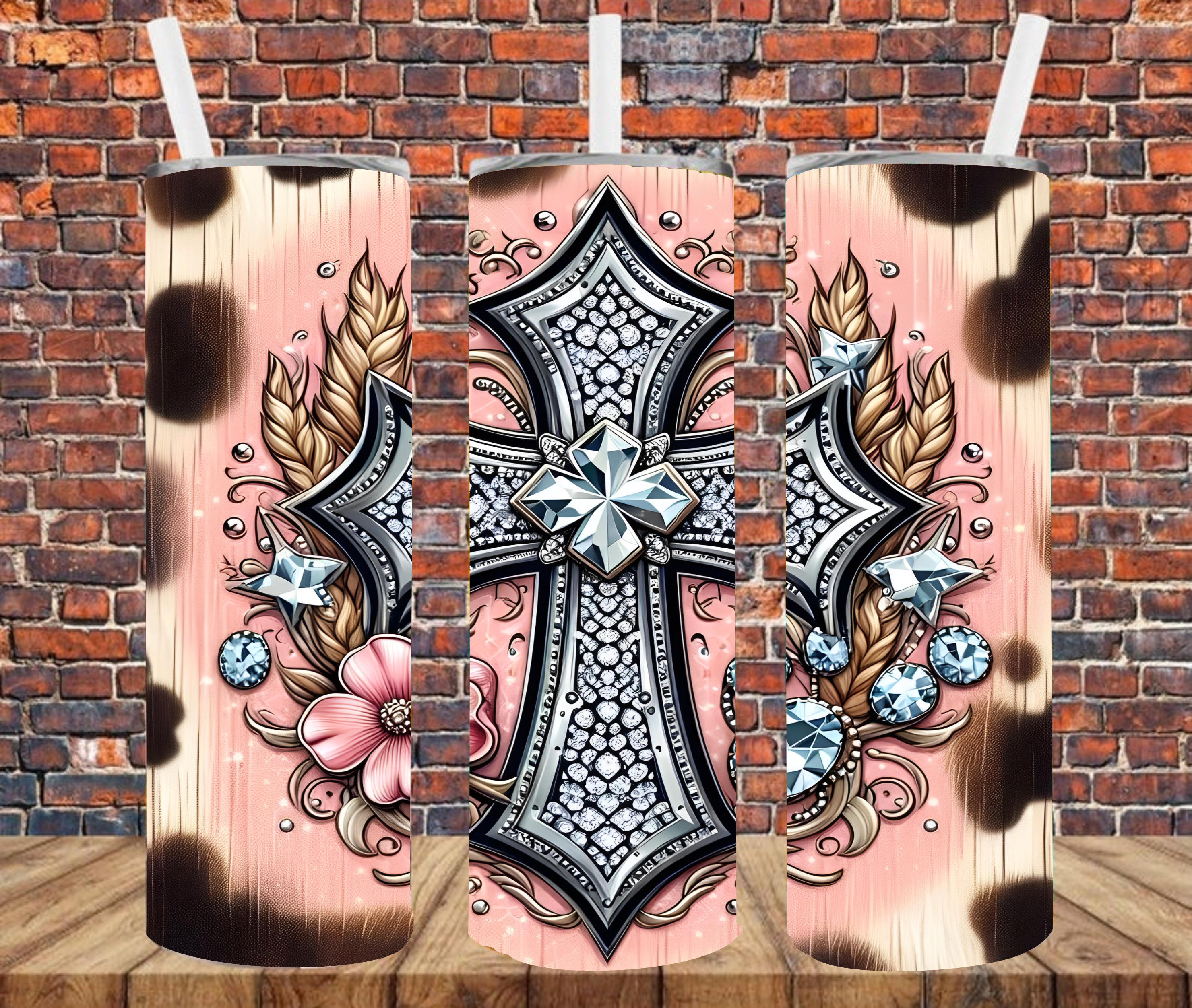 Country Western Cross - Tumbler Wrap - Sublimation Transfer