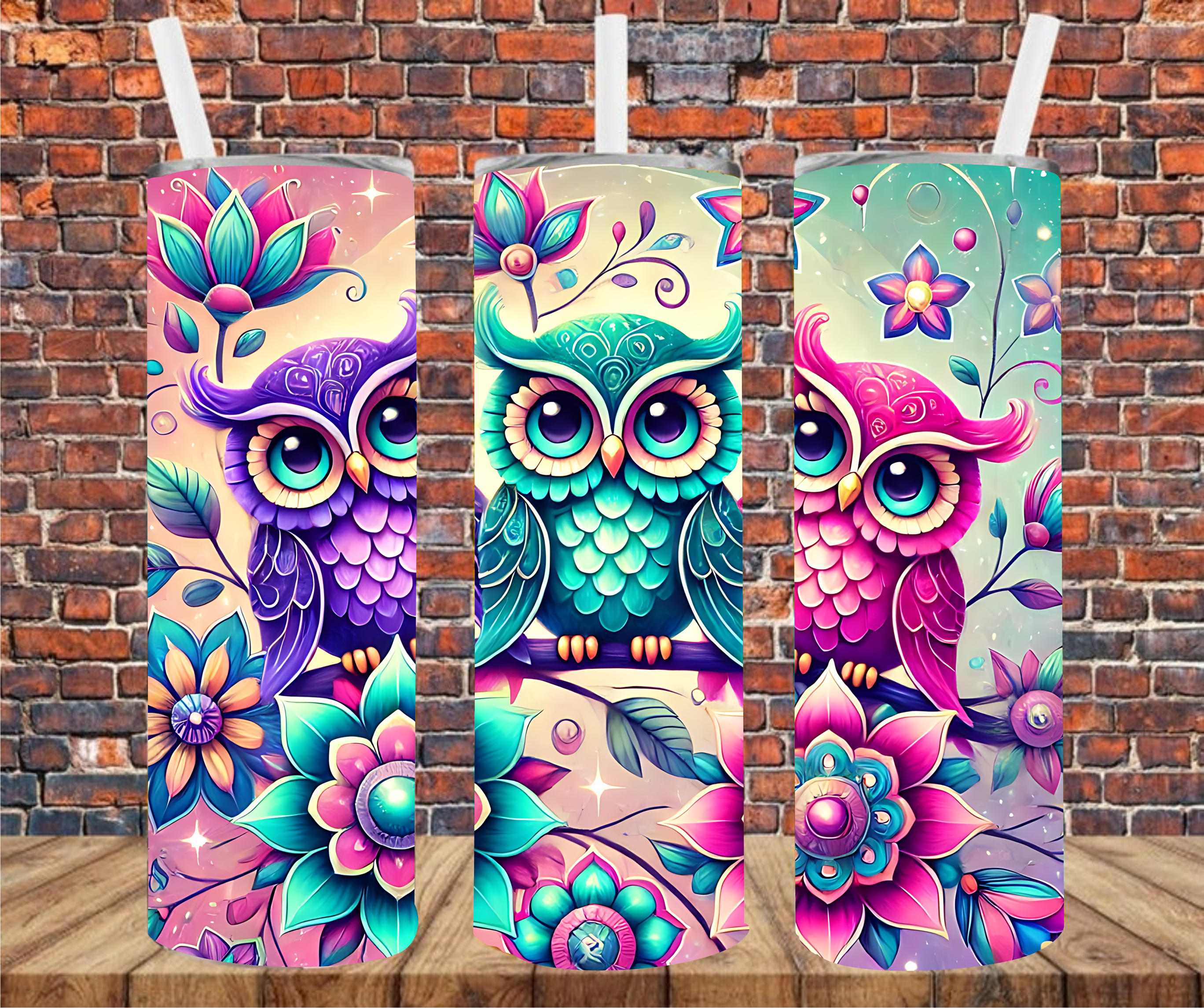 Colorful Owls - Tumbler Wrap - Sublimation Transfer