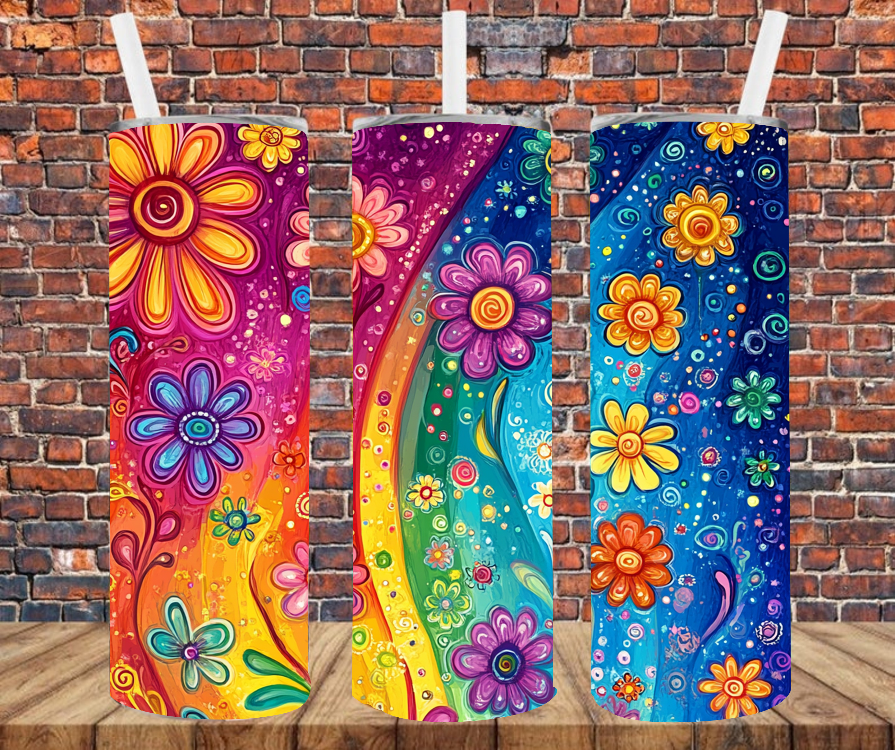 Daisy Lines - Tumbler Wrap - Sublimation Transfer