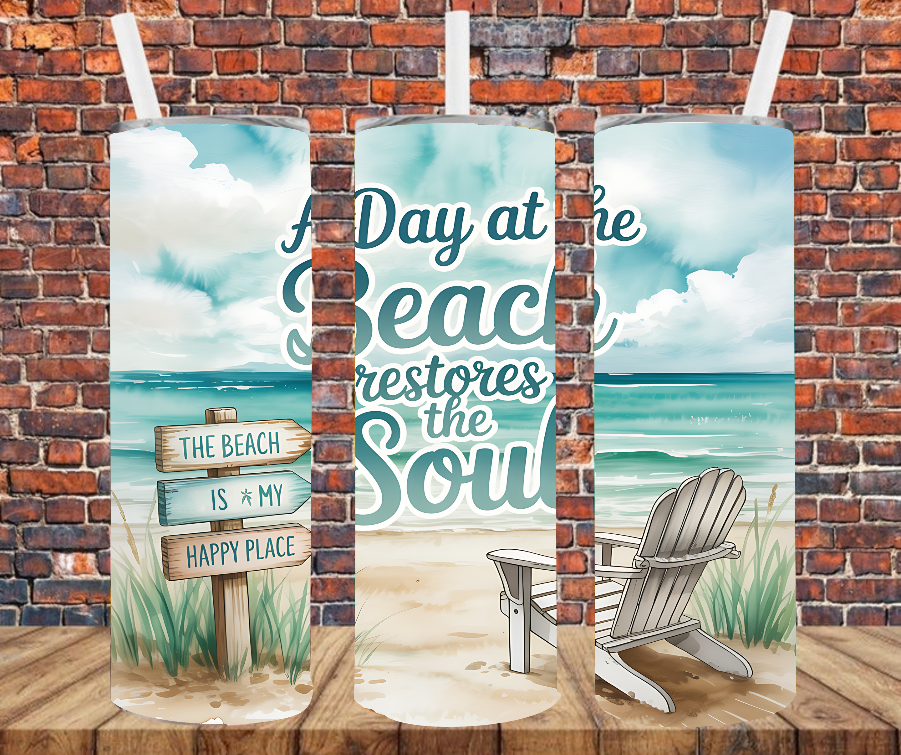 A Day At The Beach Restores The Soul - Tumbler Wrap - Sublimation Transfer