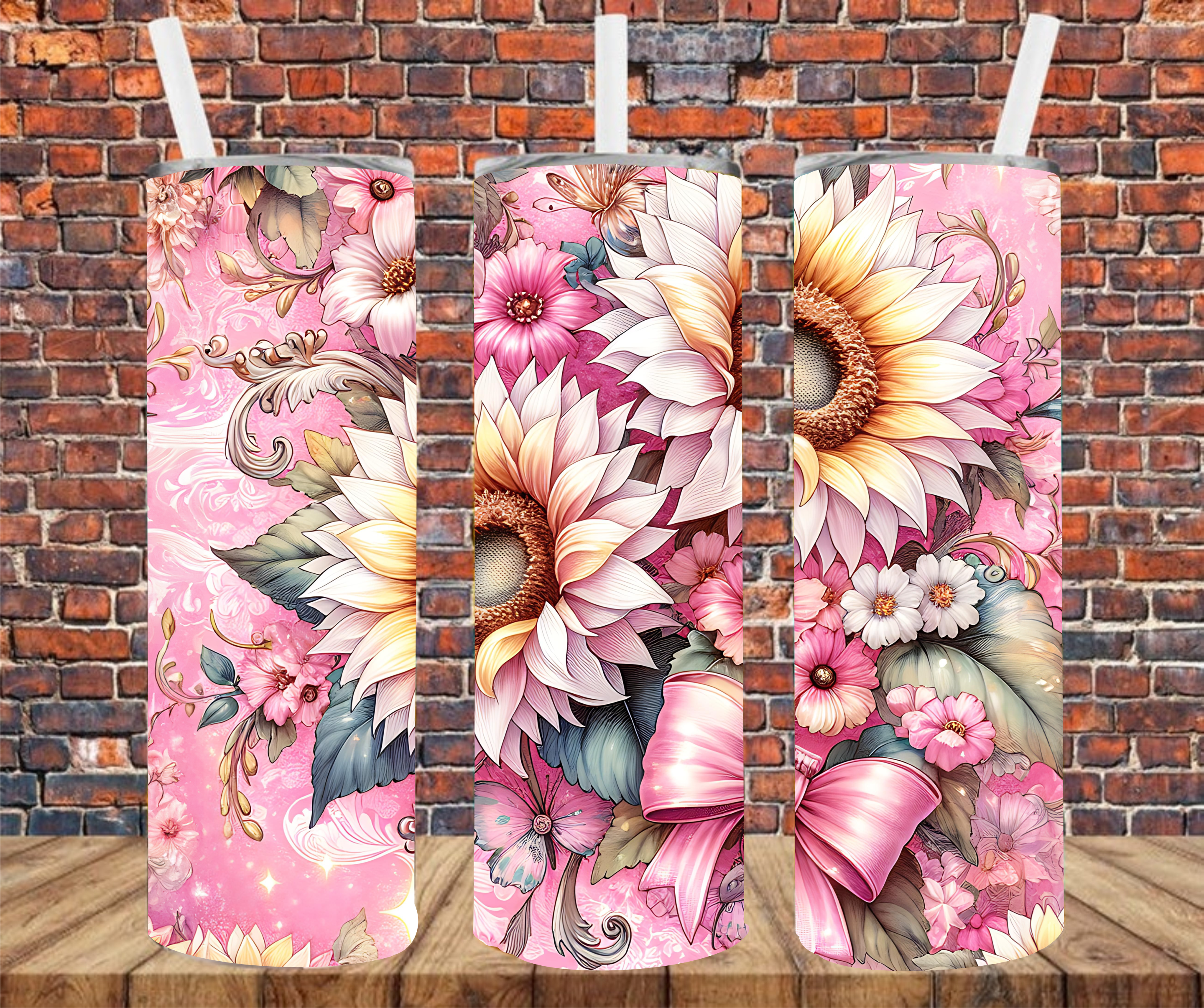 Soft Floral - Tumbler Wrap - vinyl Transfers
