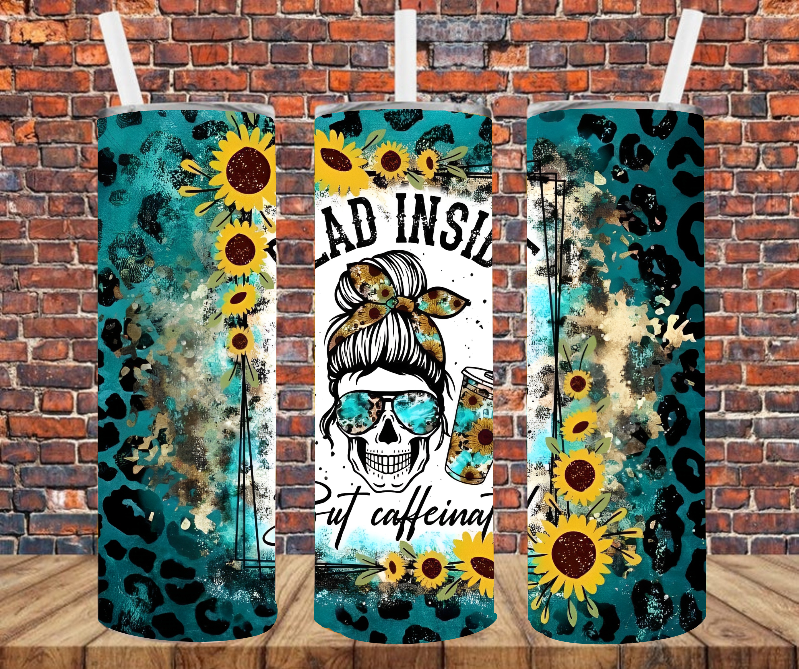 Dead Inside But Caffeinated - Tumbler Wrap - Sublimation Transfer