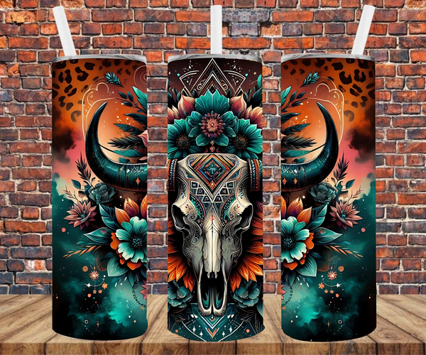 Western Skull - Tumbler Wrap - Sublimation Transfers