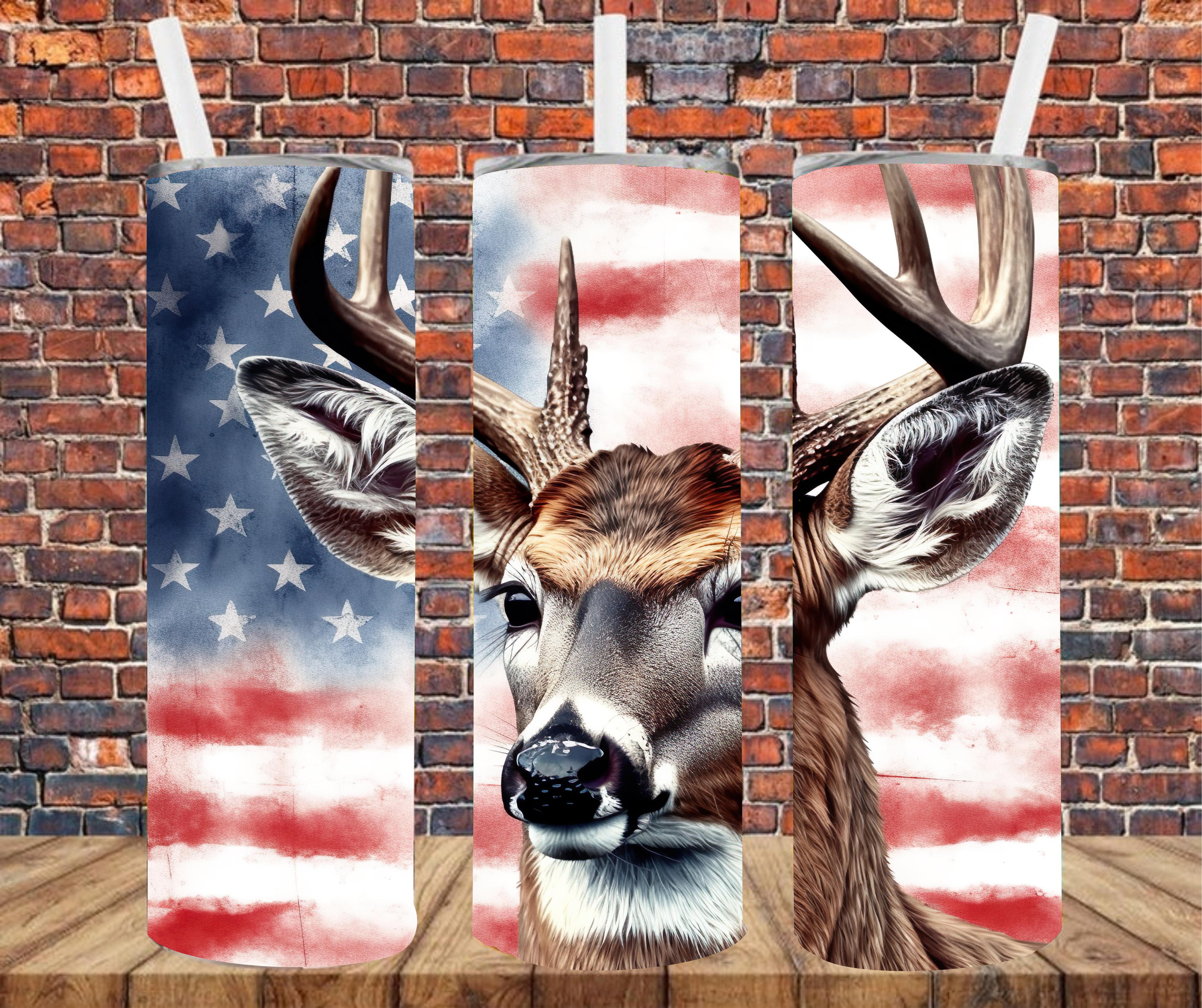 Patriotic Deer - Tumbler Wrap - Sublimation Transfers