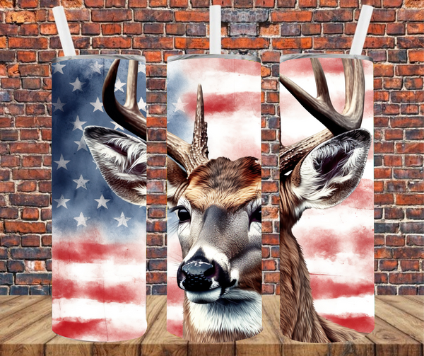 Patriotic Deer - Tumbler Wrap - Sublimation Transfers