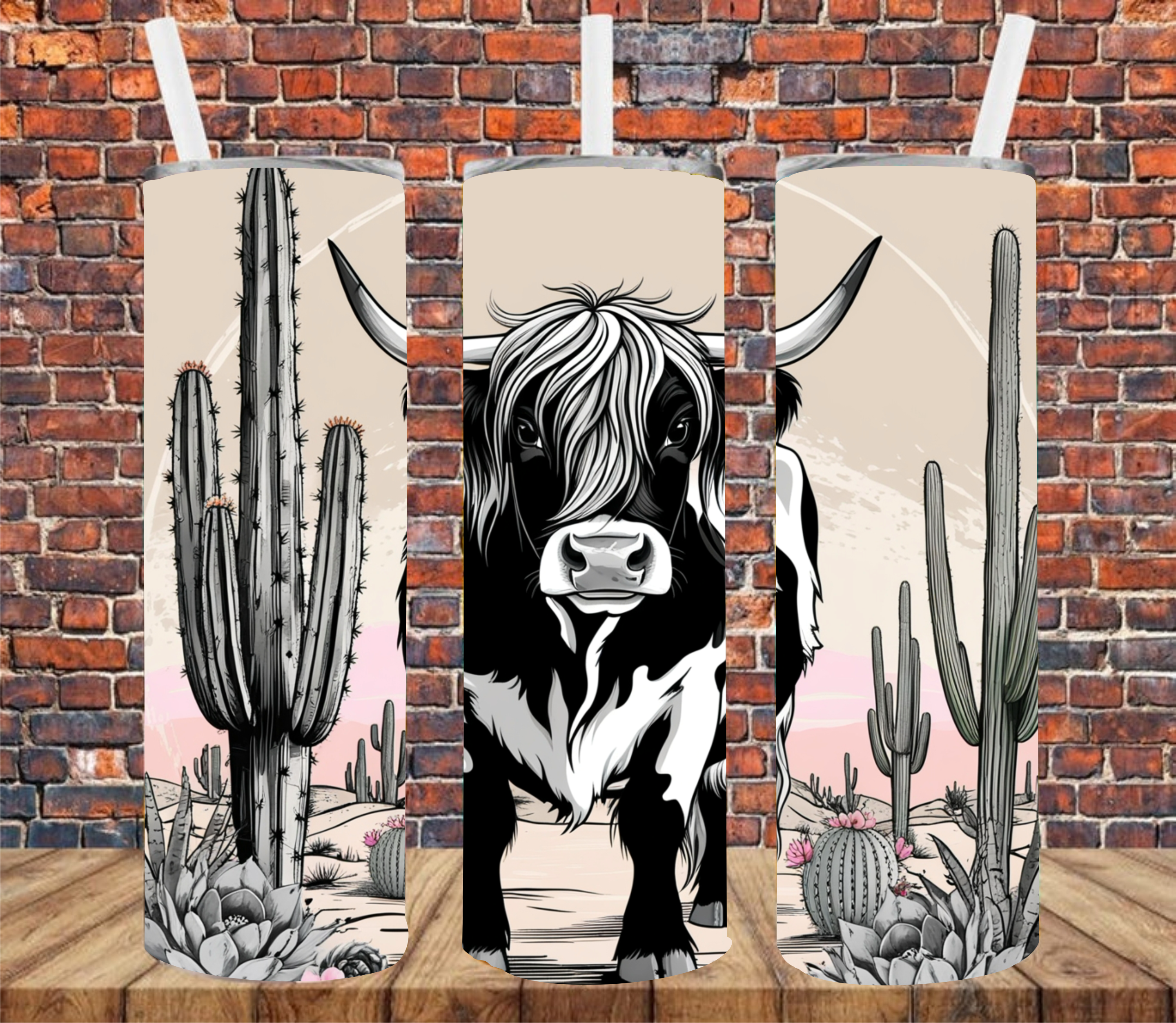Desert Cow - Tumbler Wrap - Sublimation Transfer