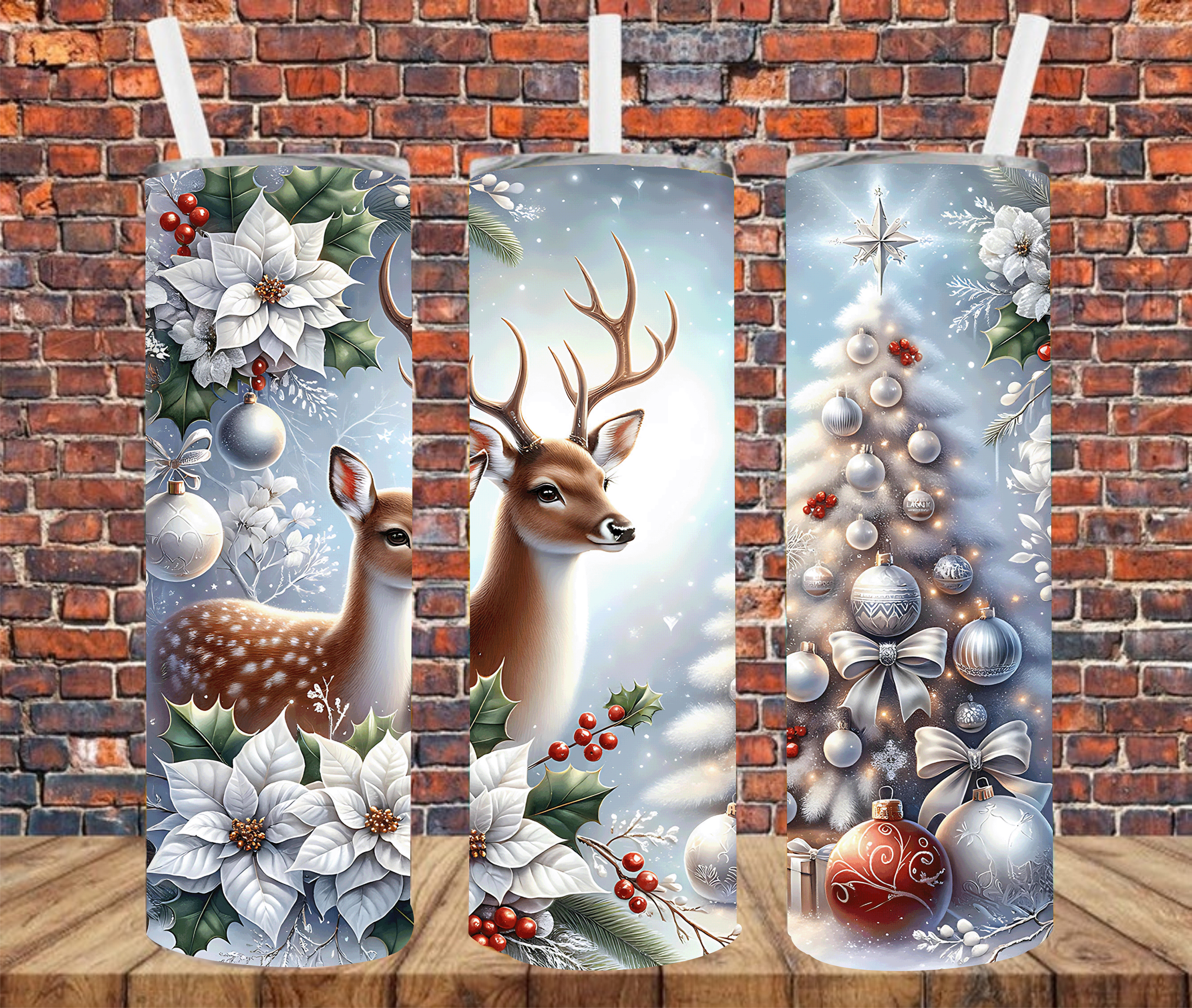 Christmas Deer - Tumbler Wrap - Sublimation Transfers