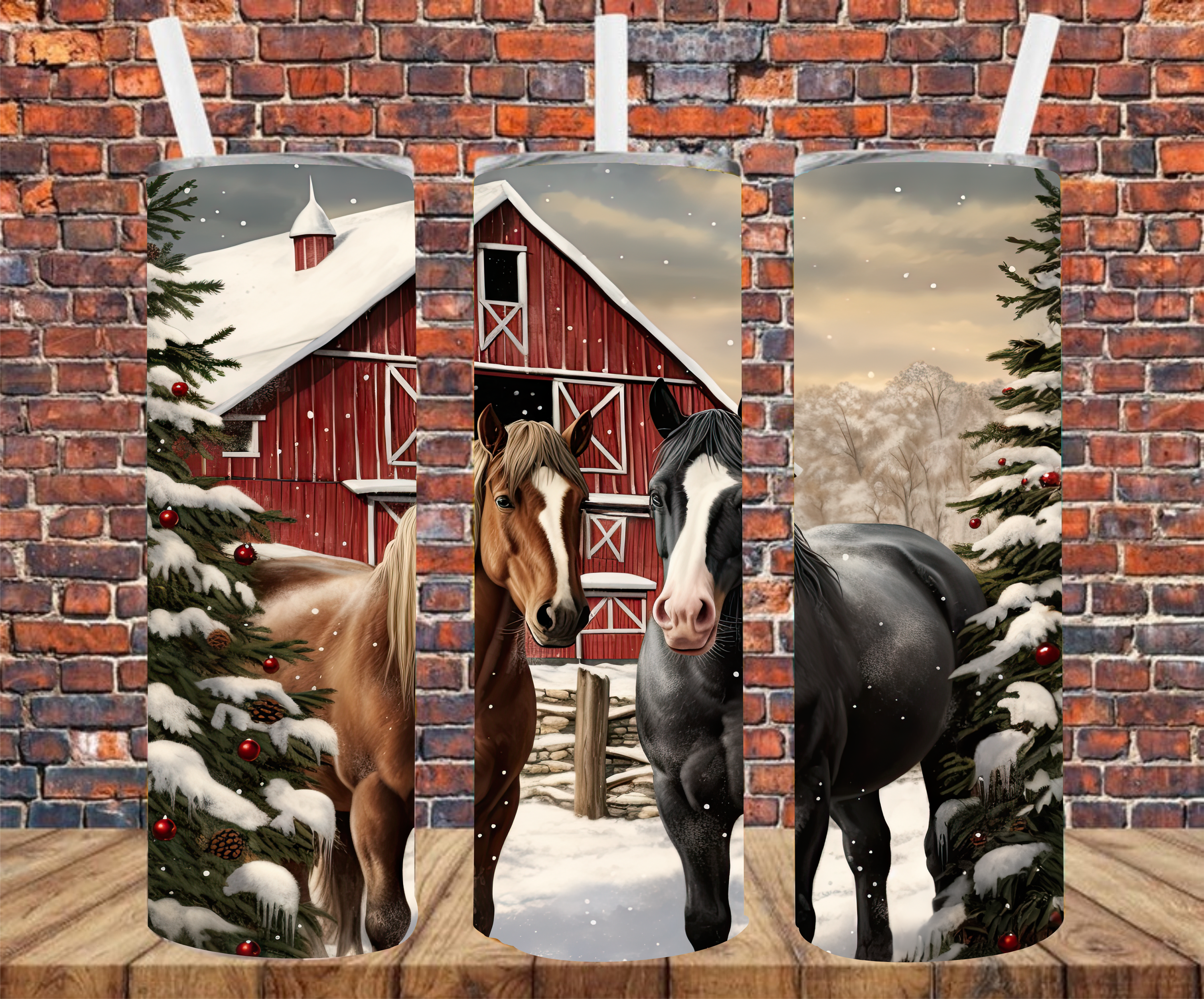 Winter Horses - Tumbler Wrap - Sublimation Transfers