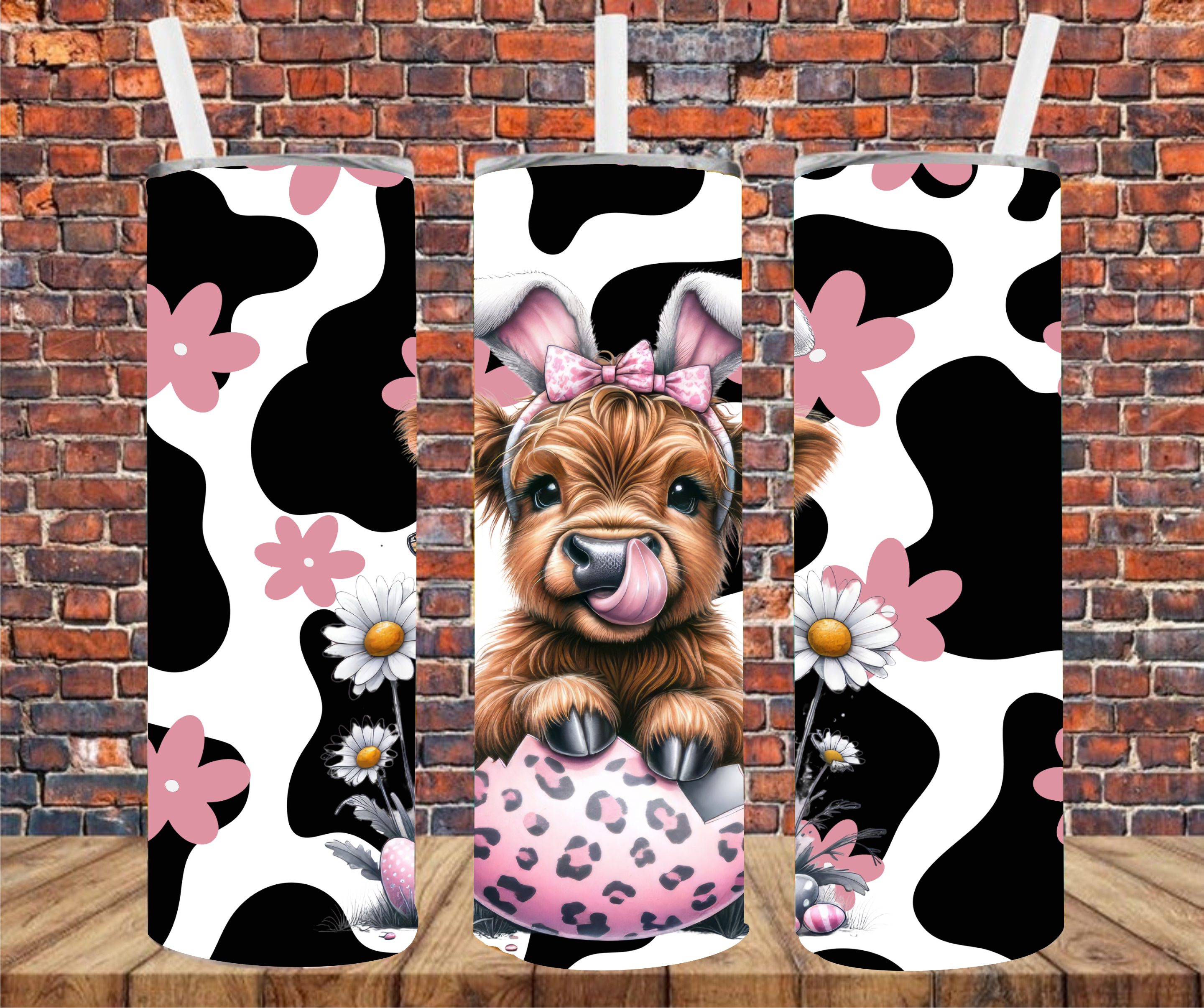 Easter Cow - Tumbler Wrap - Vinyl Transfers