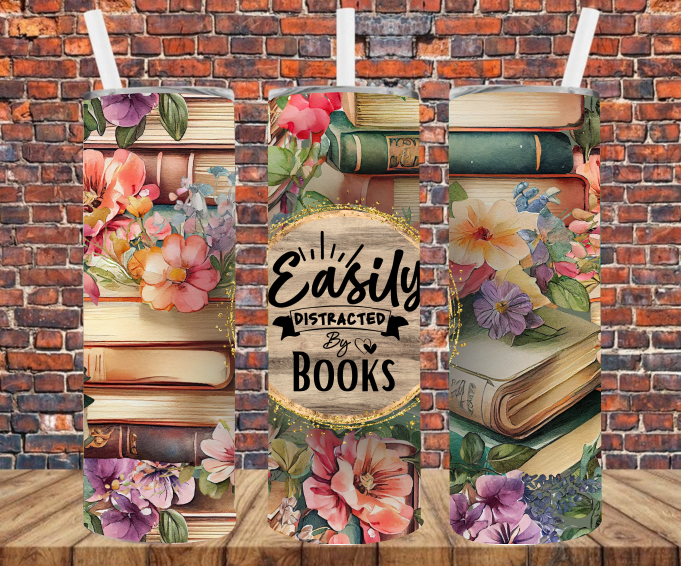 Easily Distracted by Books - Tumbler Wrap - Sublimation Transfers
