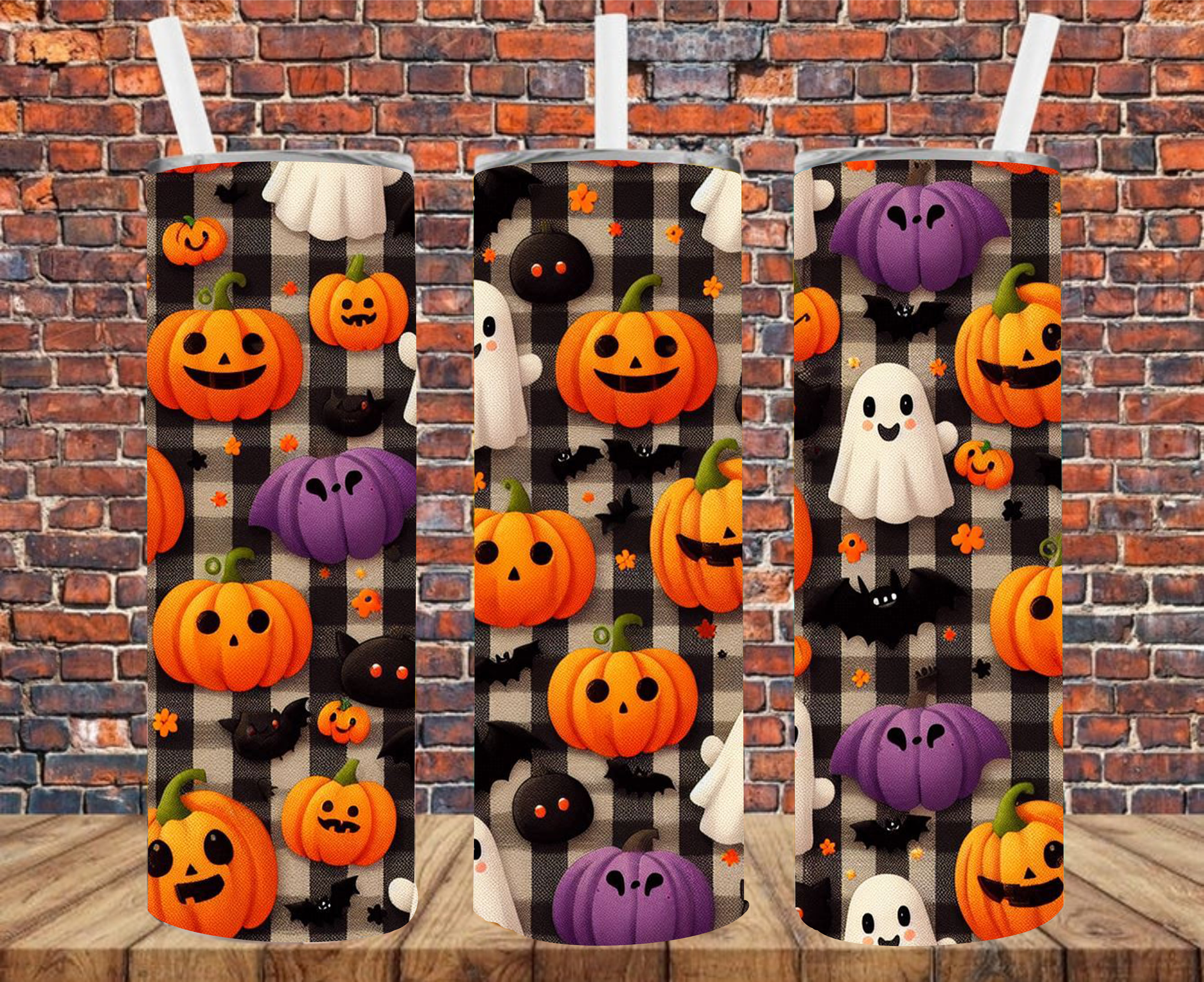 Faux Fabric Halloween - Tumbler Wrap - Sublimation Transfers