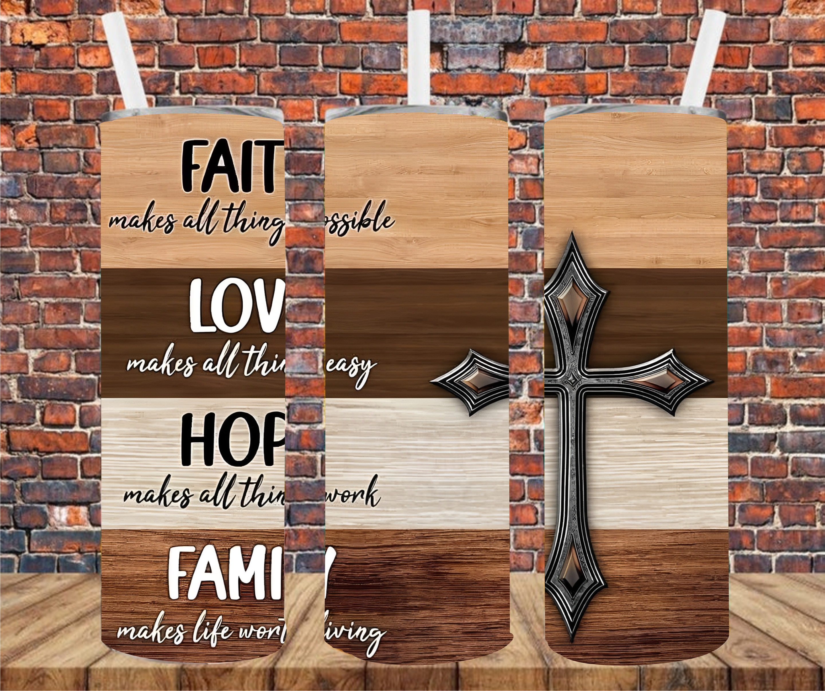 Faith Love Hope & Family - Tumbler Wrap - Sublimation Transfer