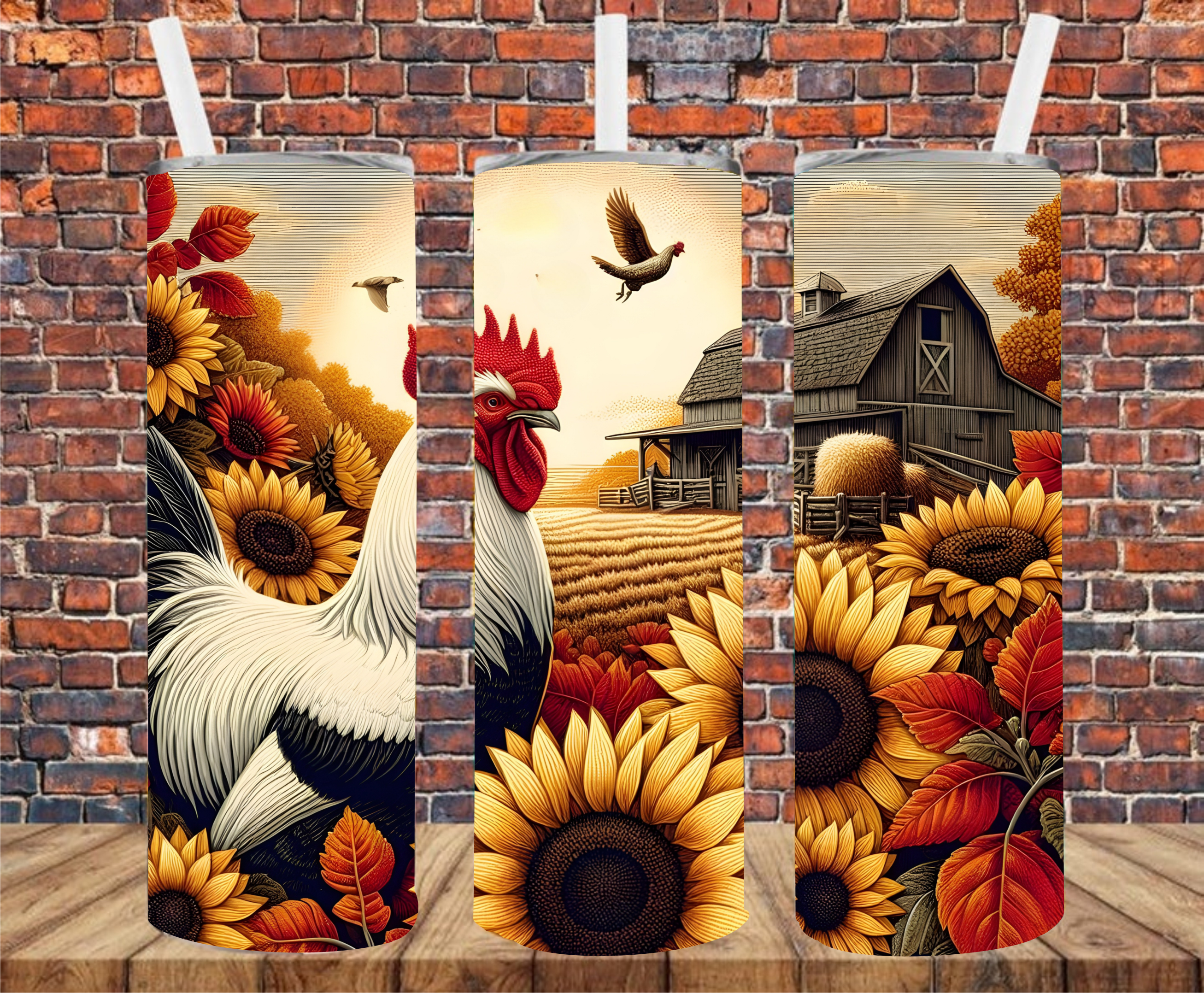 Rooster  On The Farm - Tumbler Wrap - Sublimation Transfer